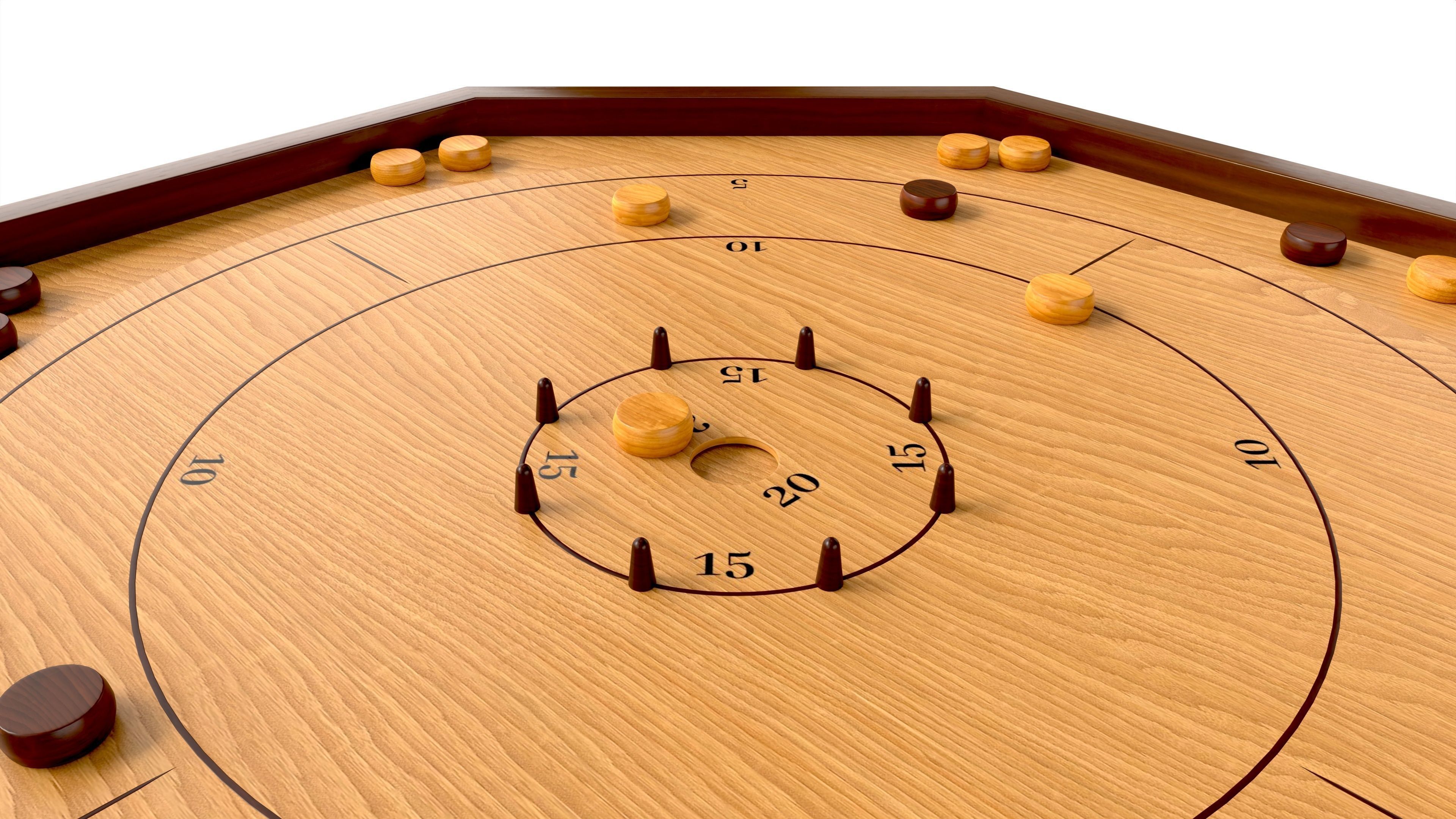 Crokinole Board Table Game 3D model_1
