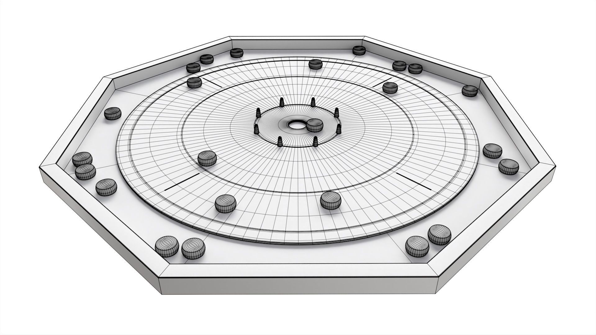 Crokinole Board Table Game 3D model_5