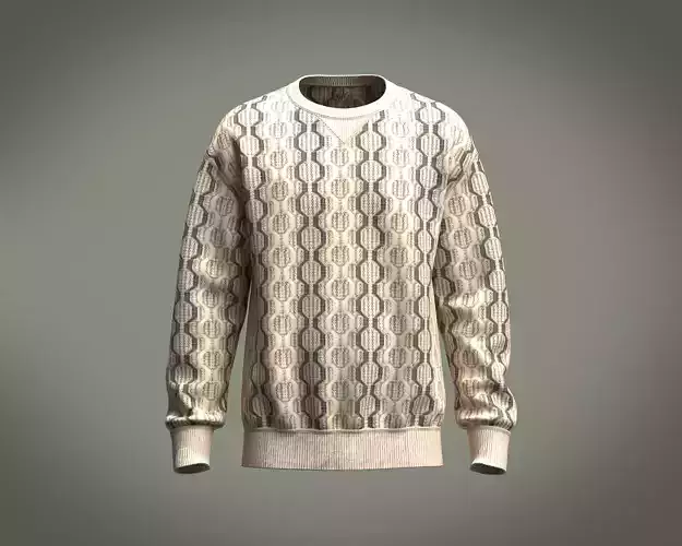 Mens cut and sew knitted Sweater in all over Print 3D model