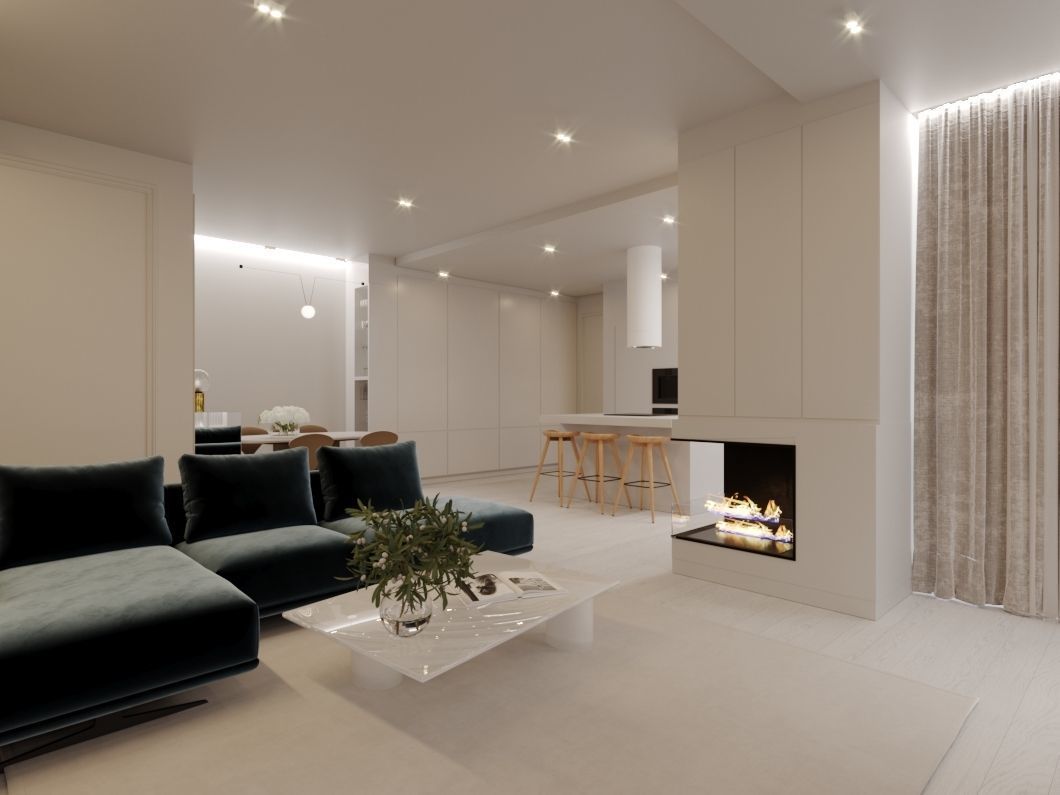 Living room minimalist  3D model_1