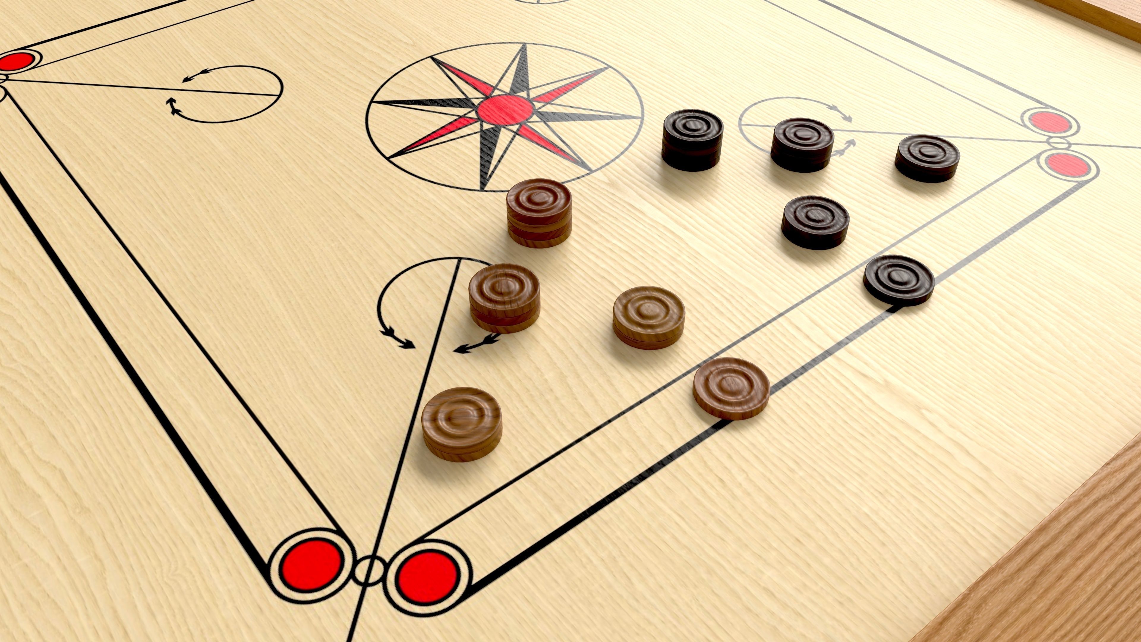 Carrom Board Table Game 3D model_1