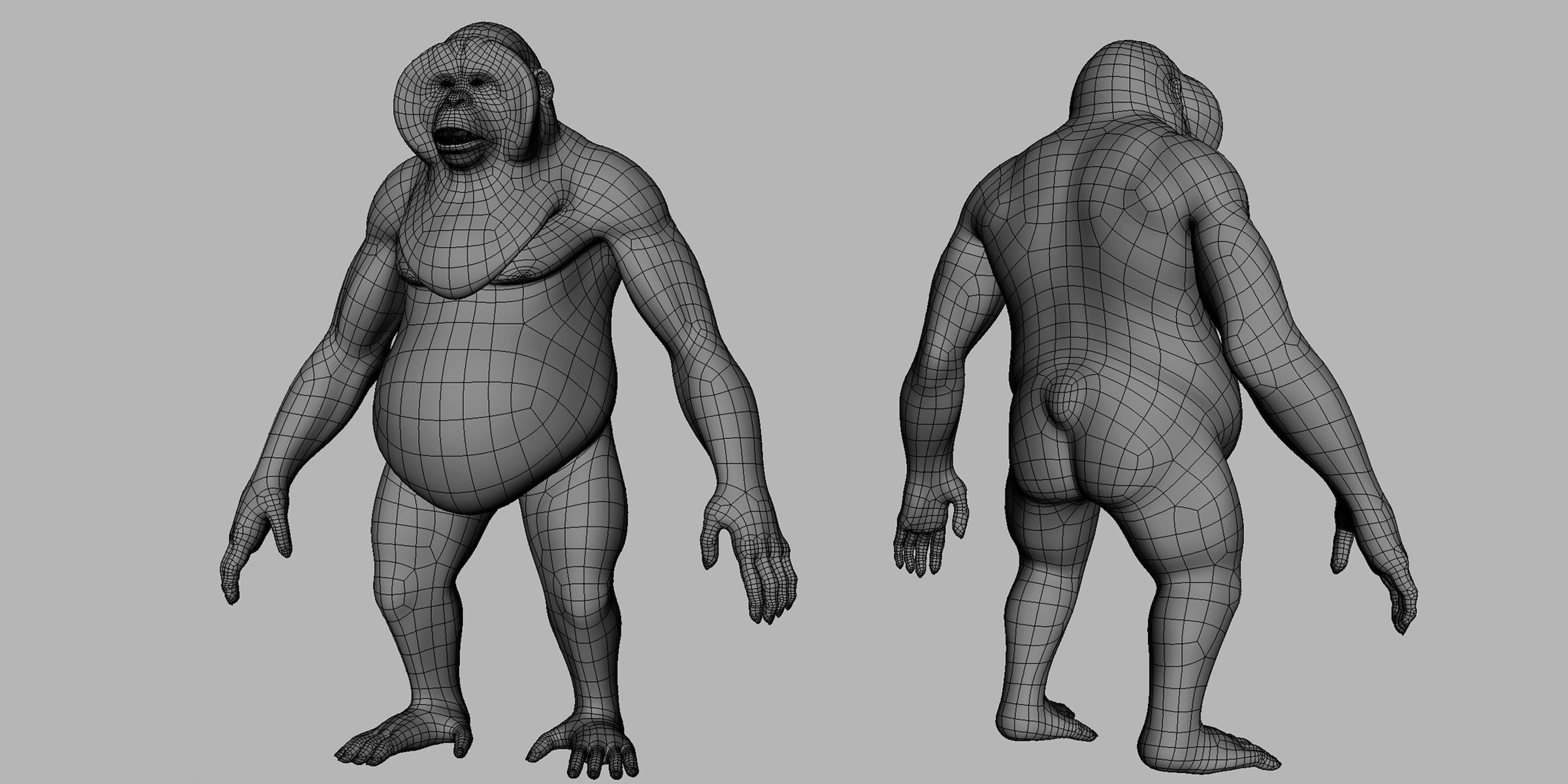 Orangutan BaseMesh Low-poly 3D model_2