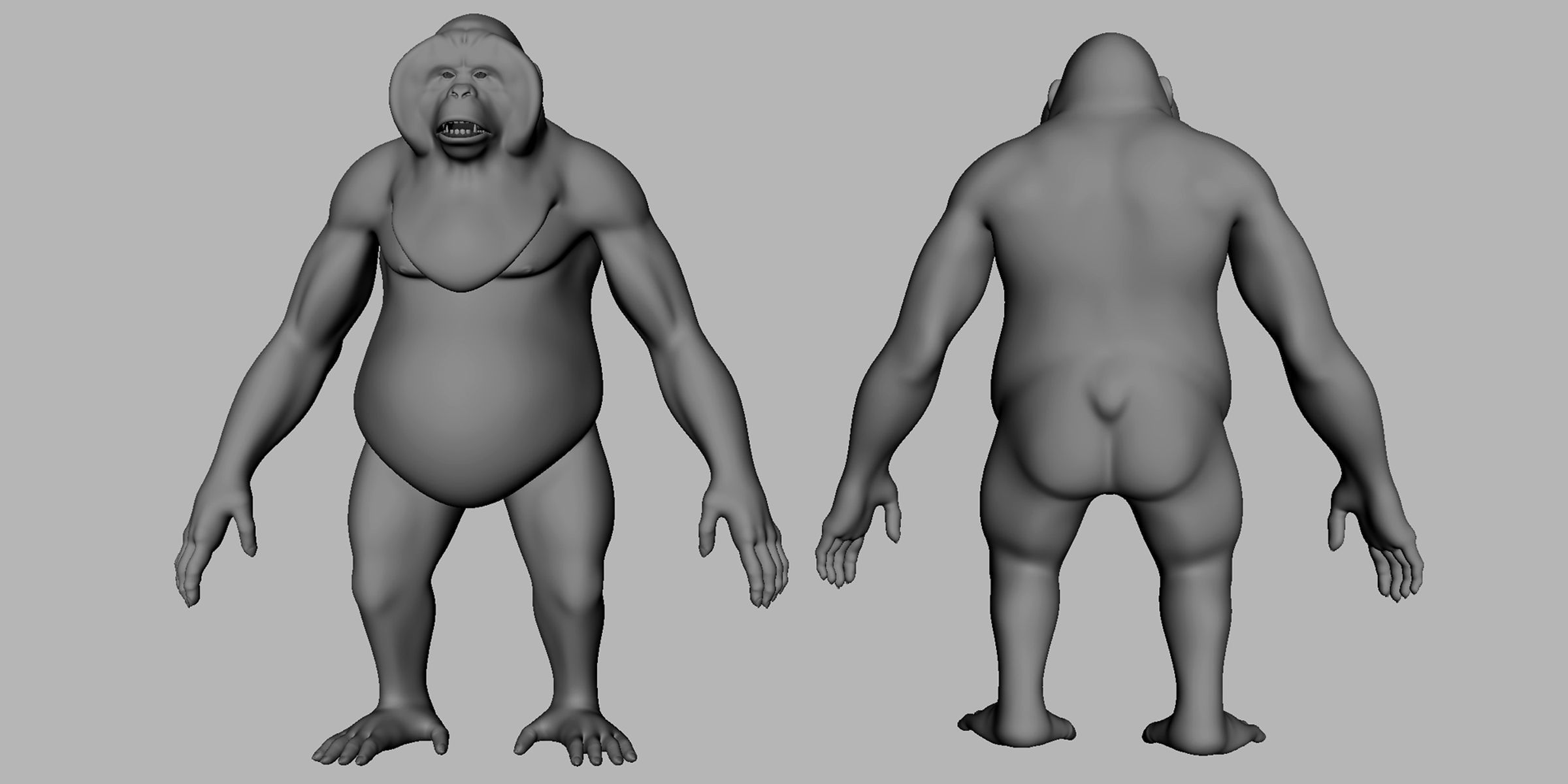 Orangutan BaseMesh Low-poly 3D model_3