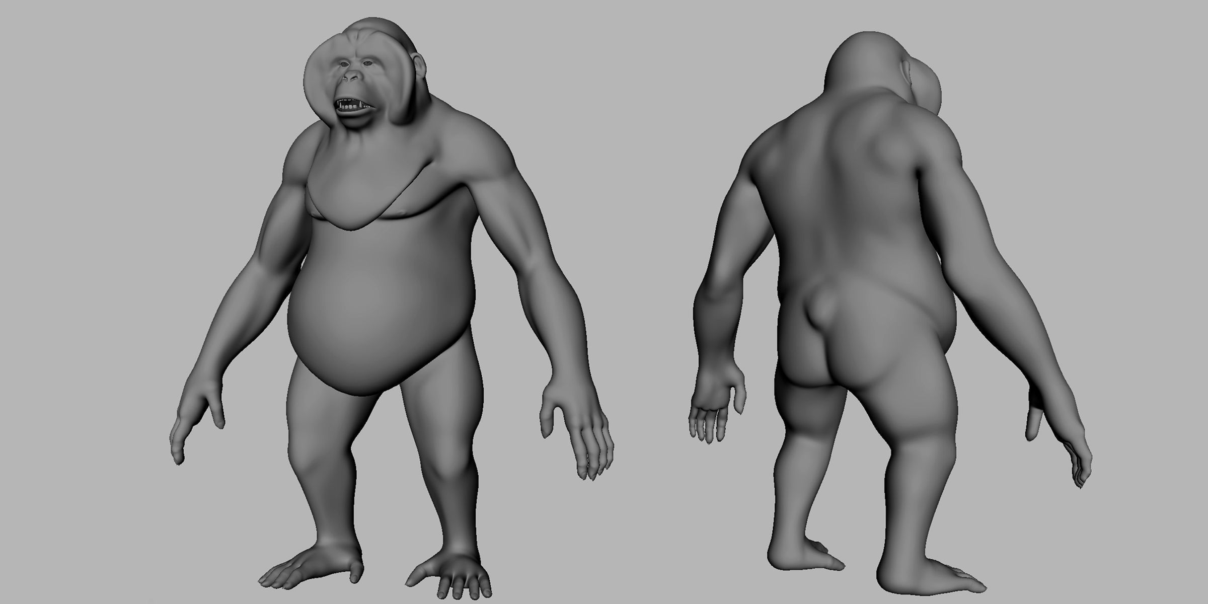 Orangutan BaseMesh Low-poly 3D model_1