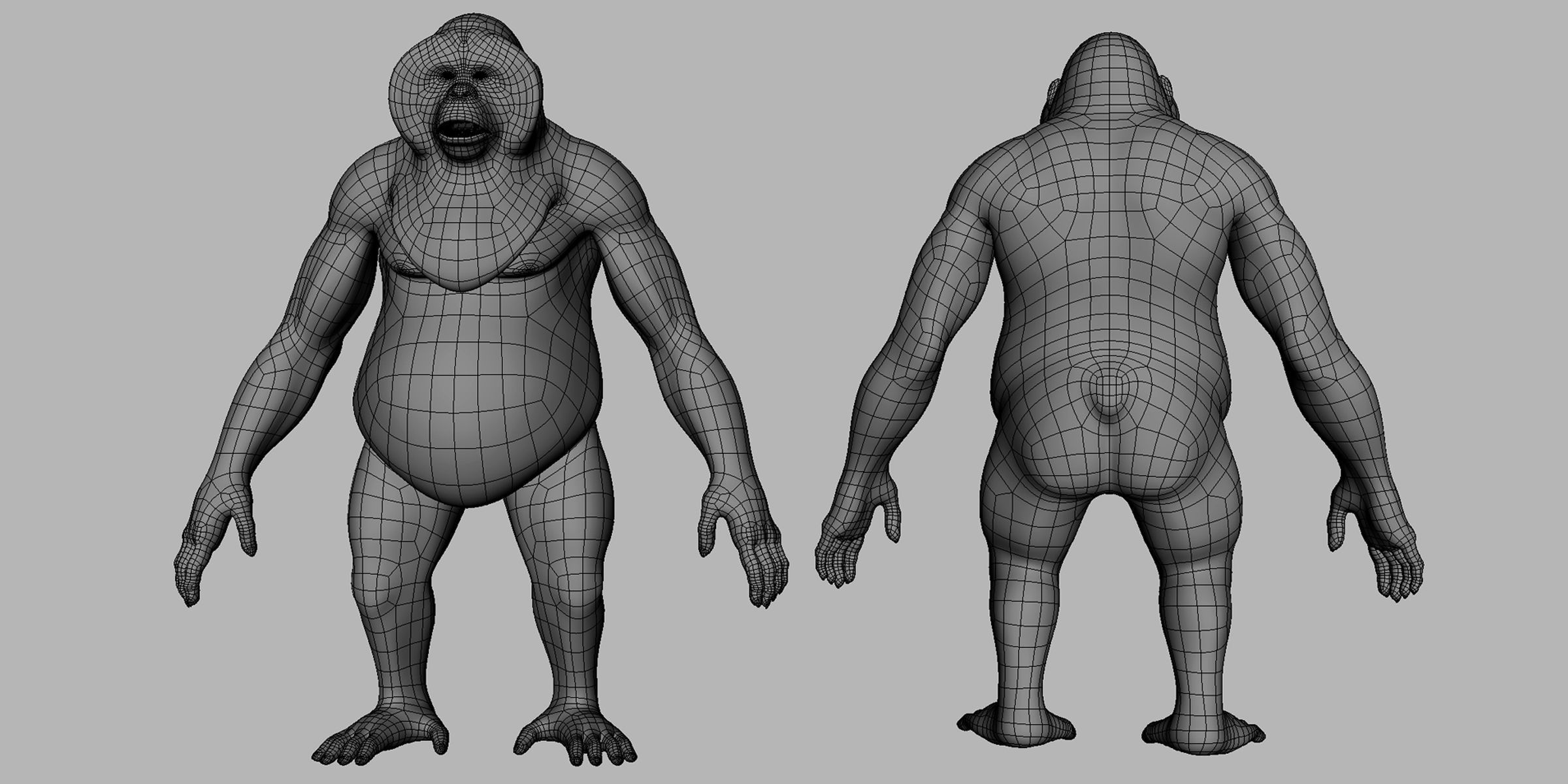 Orangutan BaseMesh Low-poly 3D model_4