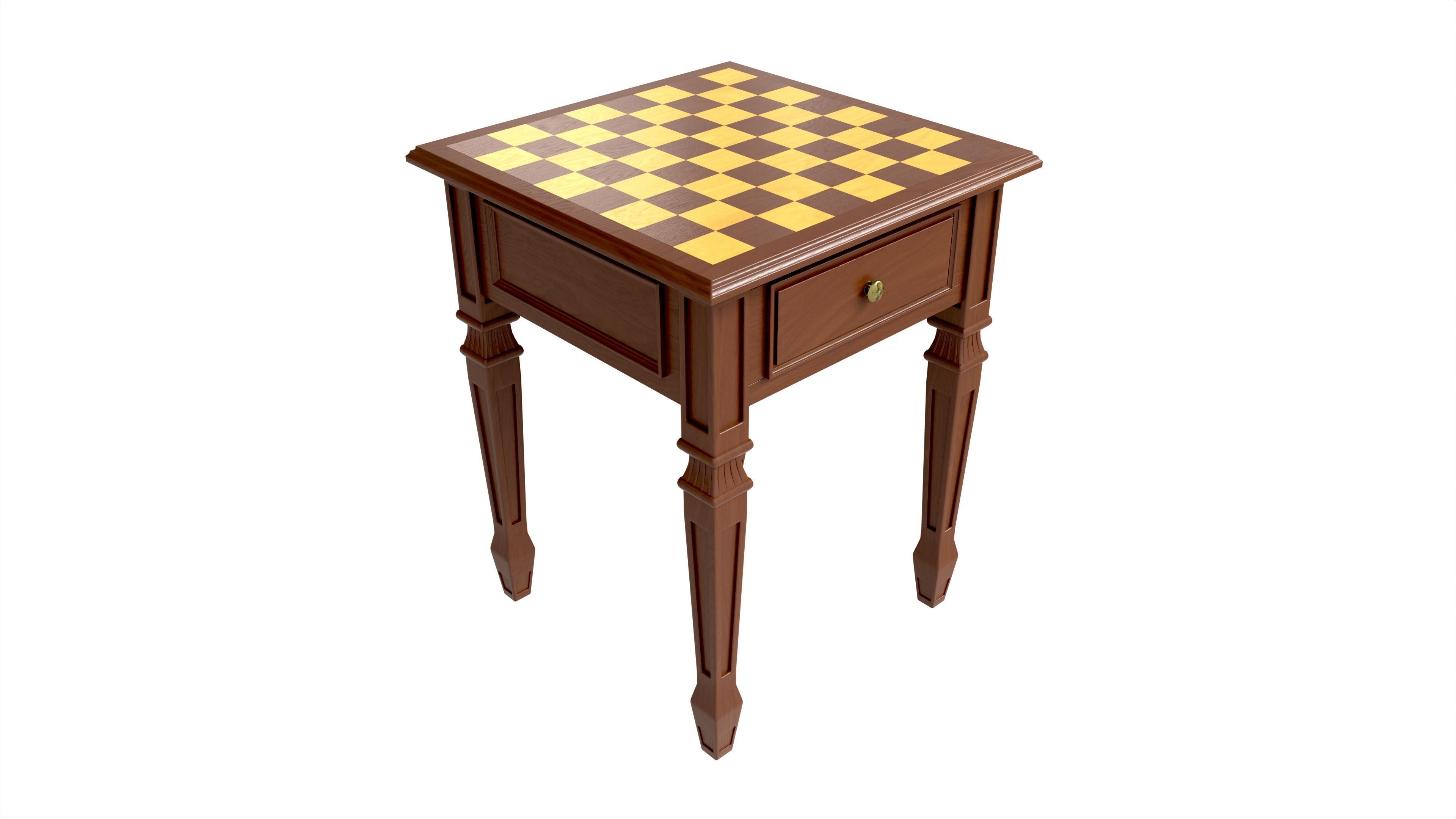 Chess Gaming Table Board Strategy Game 3D model_1