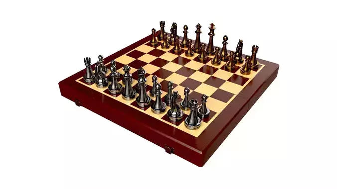 Chess Pieces Board Open Ready To Play