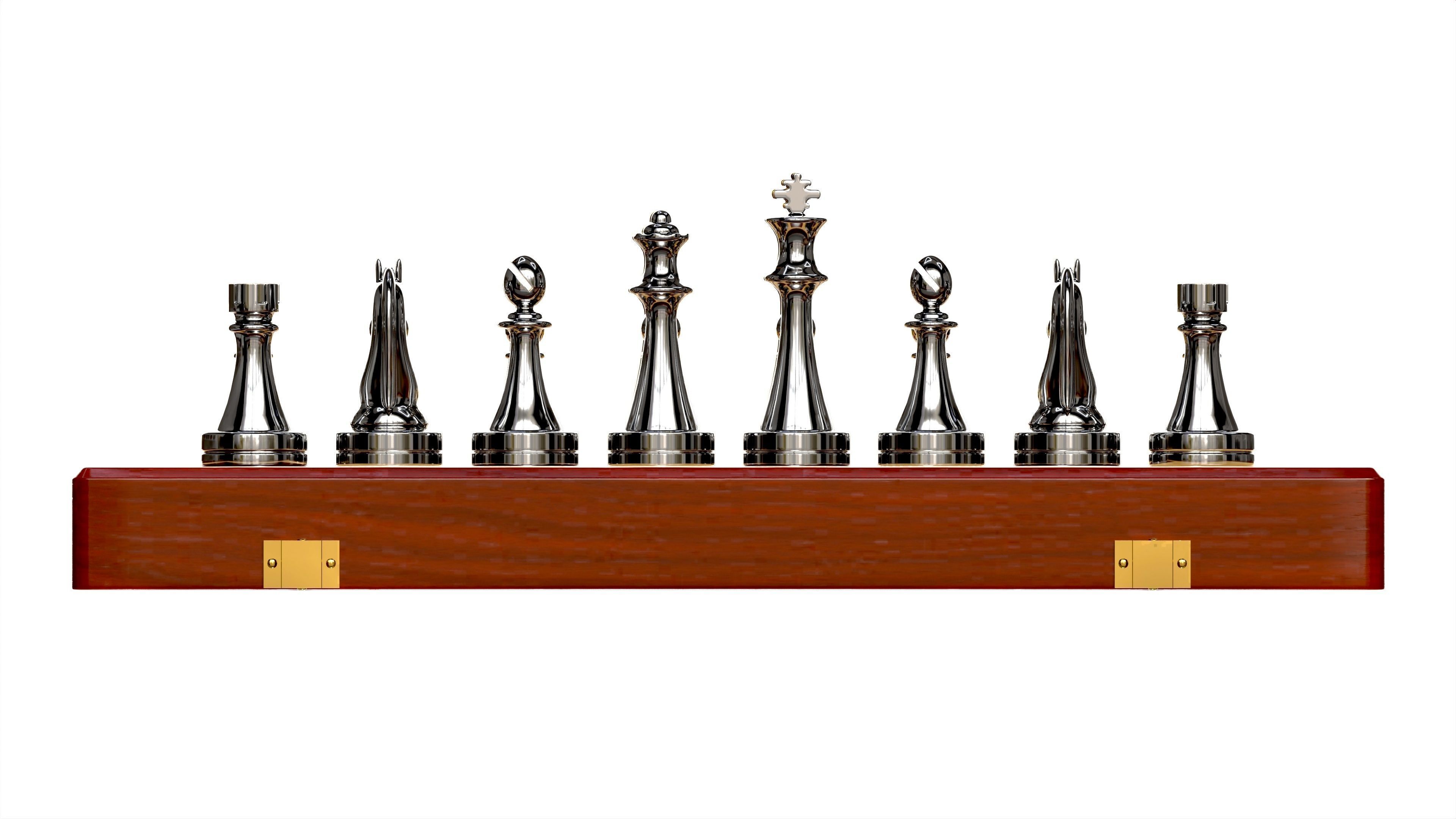 Chess Pieces Board Open Ready To Play 3D model_7