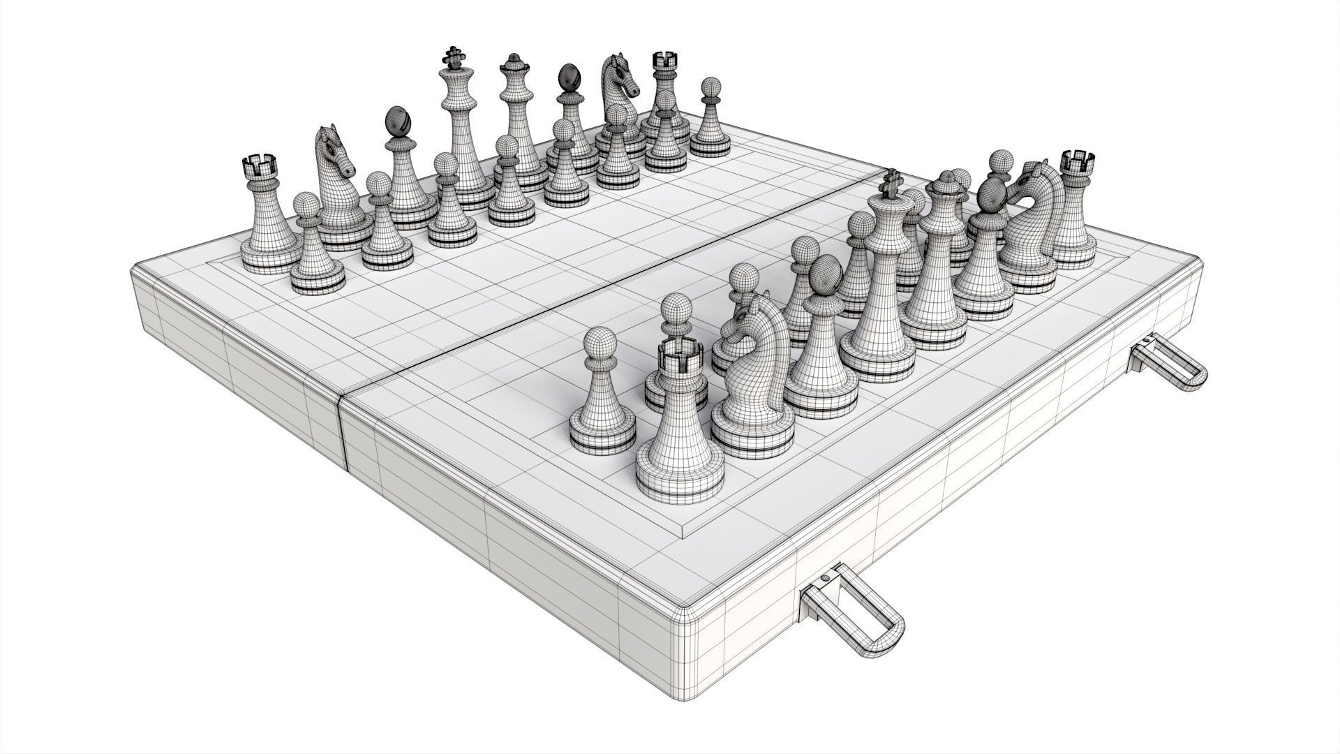 Chess Pieces Board Open Ready To Play 3D model_10