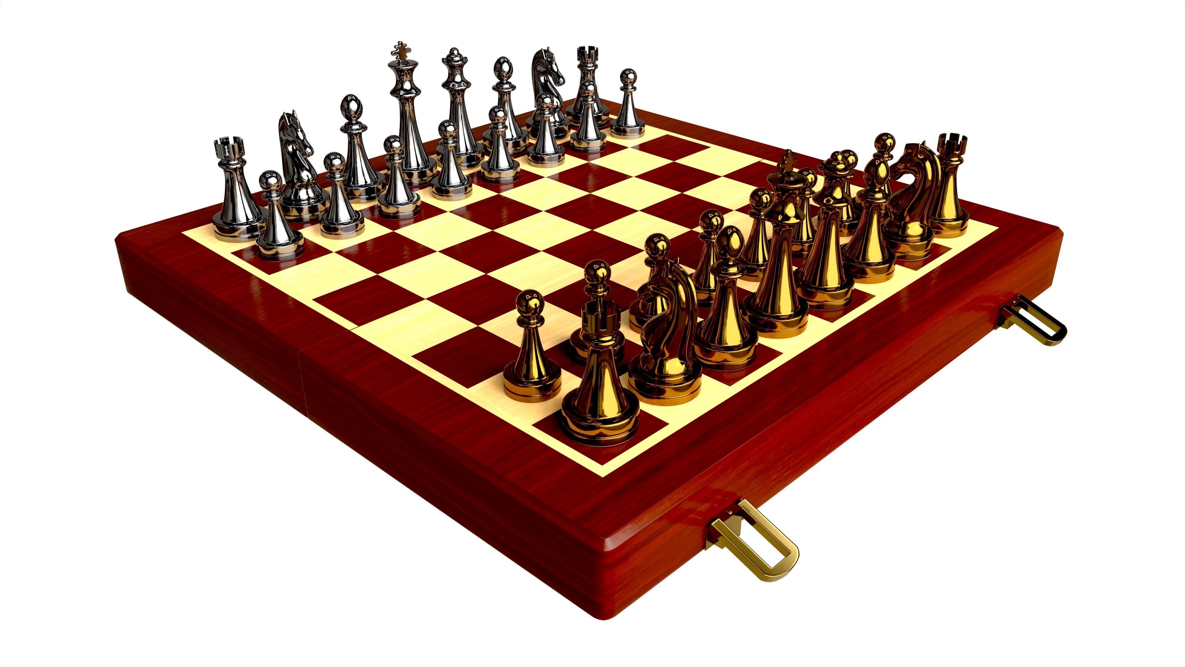 Chess Pieces Board Open Ready To Play 3D model_3
