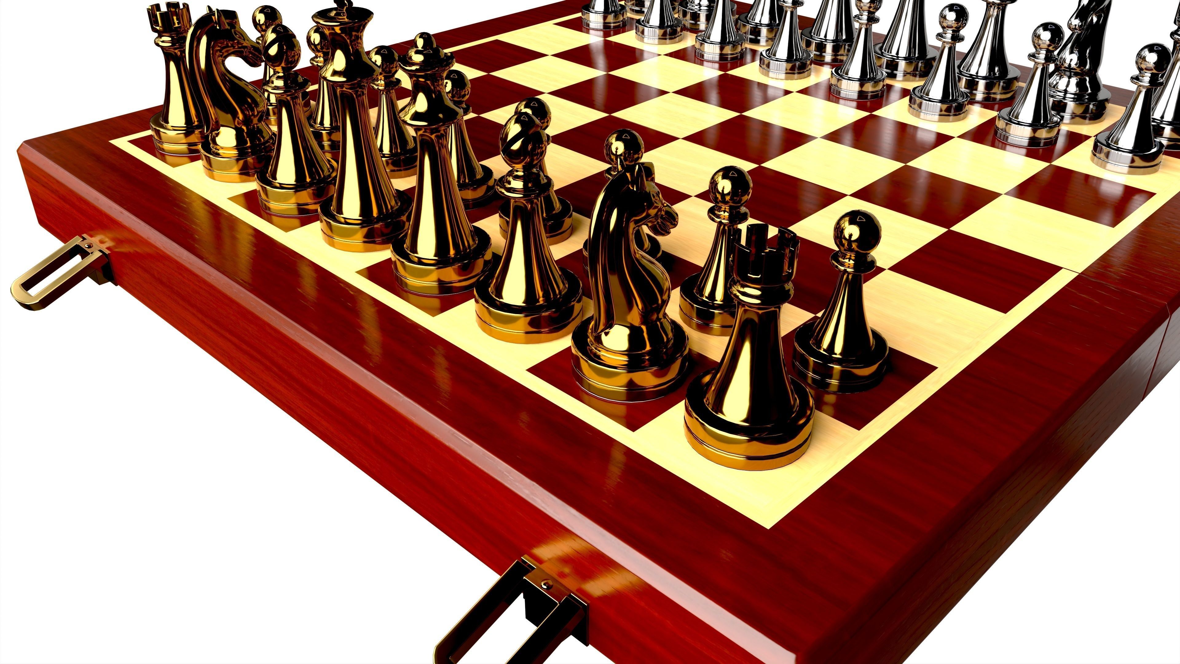 Chess Pieces Board Open Ready To Play 3D model_5