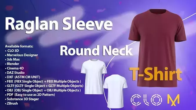 Raglan Sleeve Casual T-Shirt in CLO and Marvelous Designer