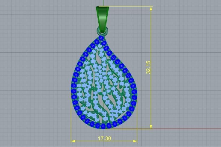 Fire pendant Model 4540 3D print model_6