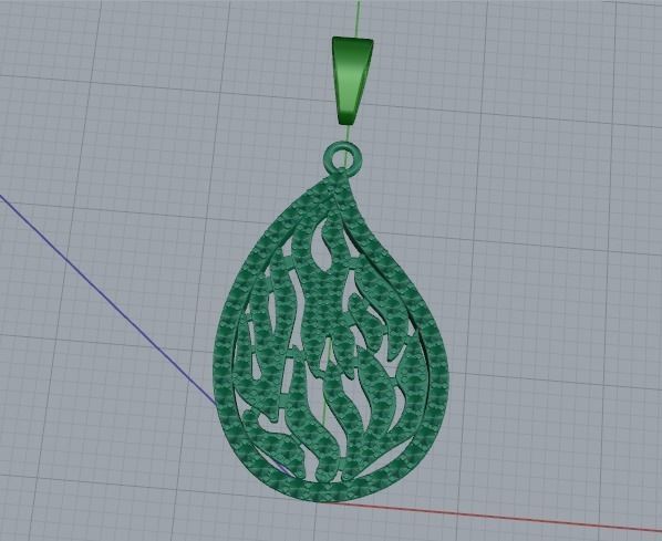 Fire pendant Model 4540 3D print model_3