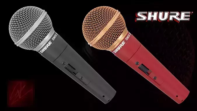 ShureSM58 Dynamic microphone and Leather bag 3D Model PBR Low-poly 3D model