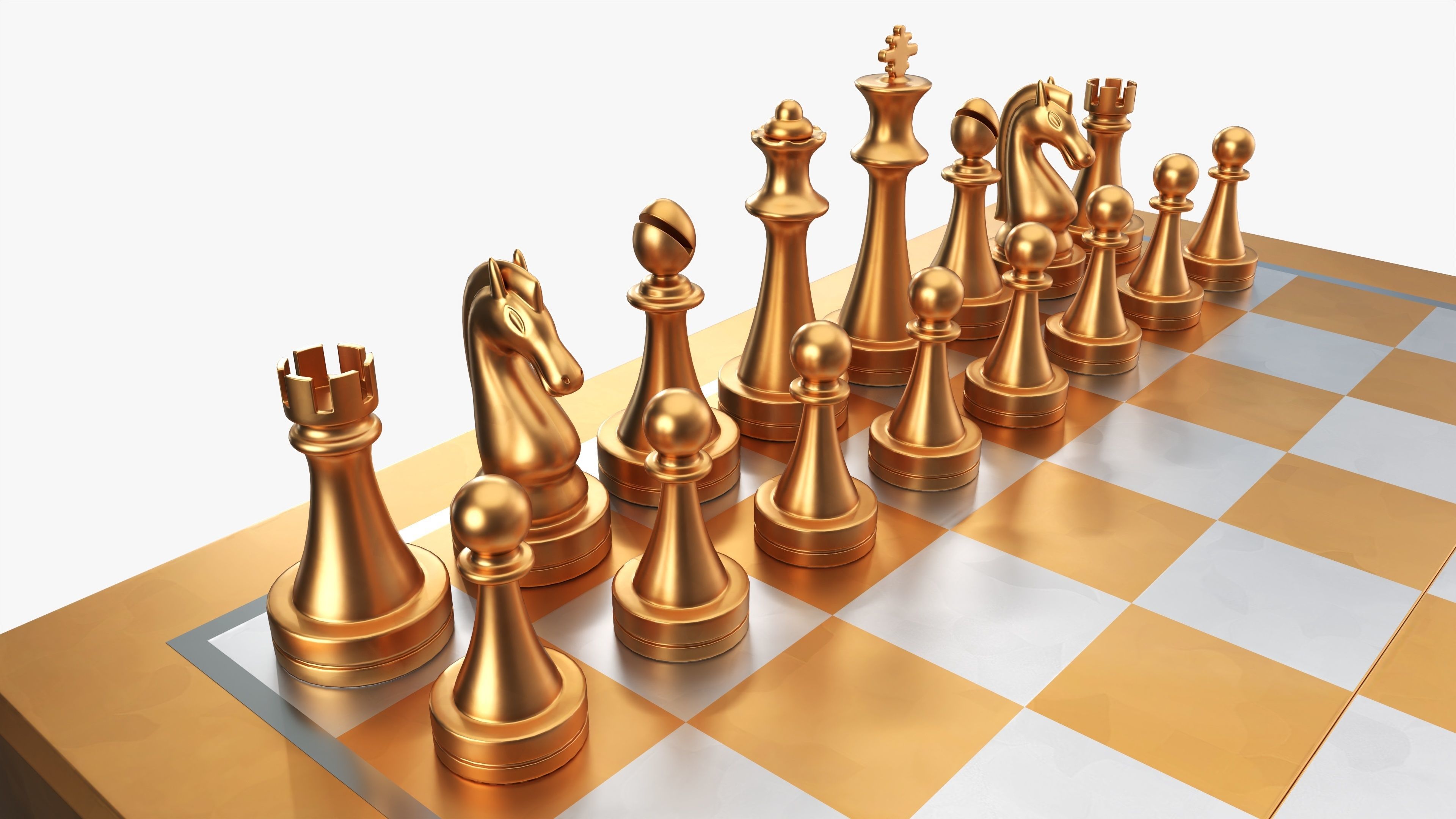 Chessboard metallic bronze 3D model_3