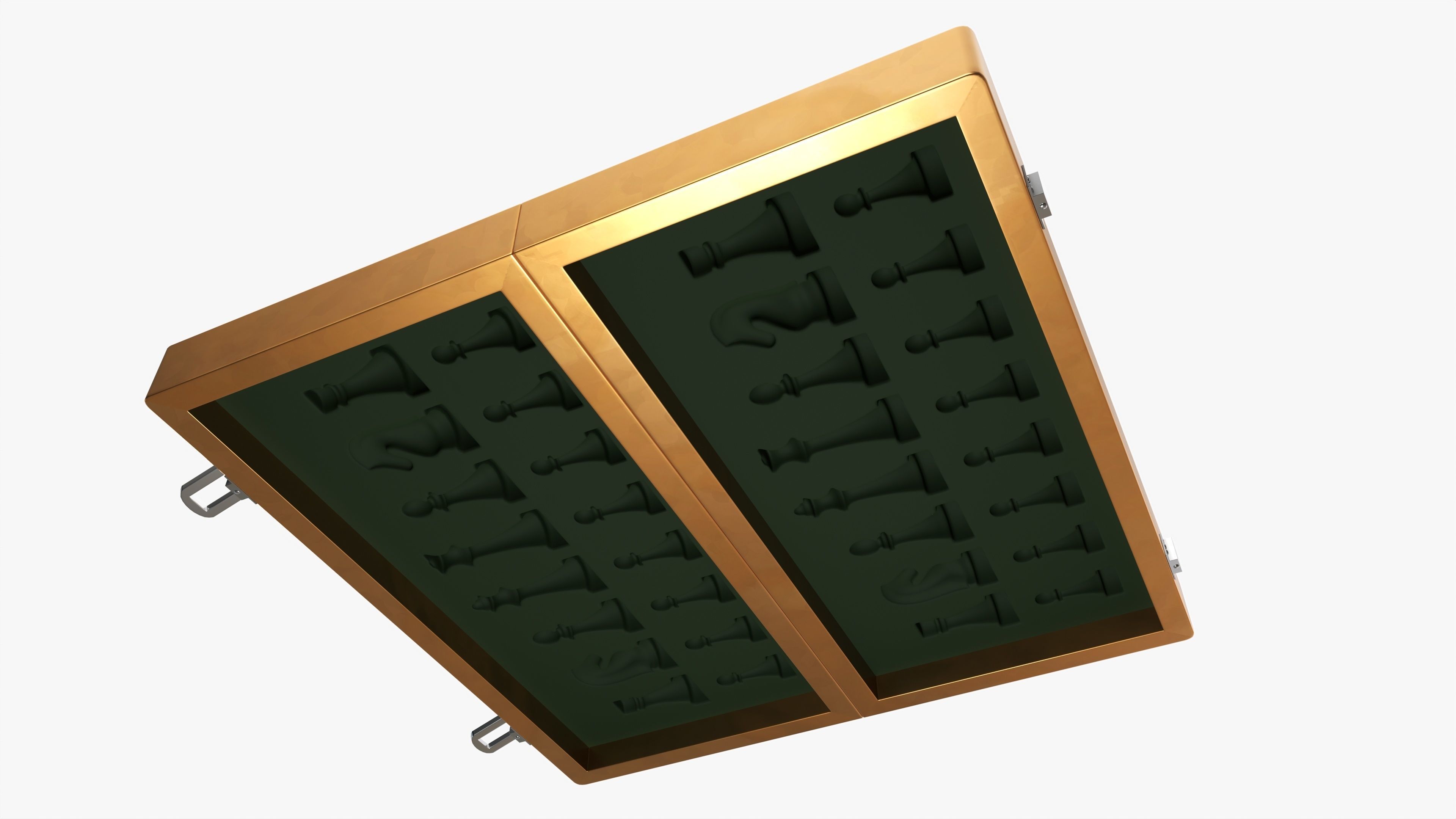 Chessboard metallic bronze 3D model_4