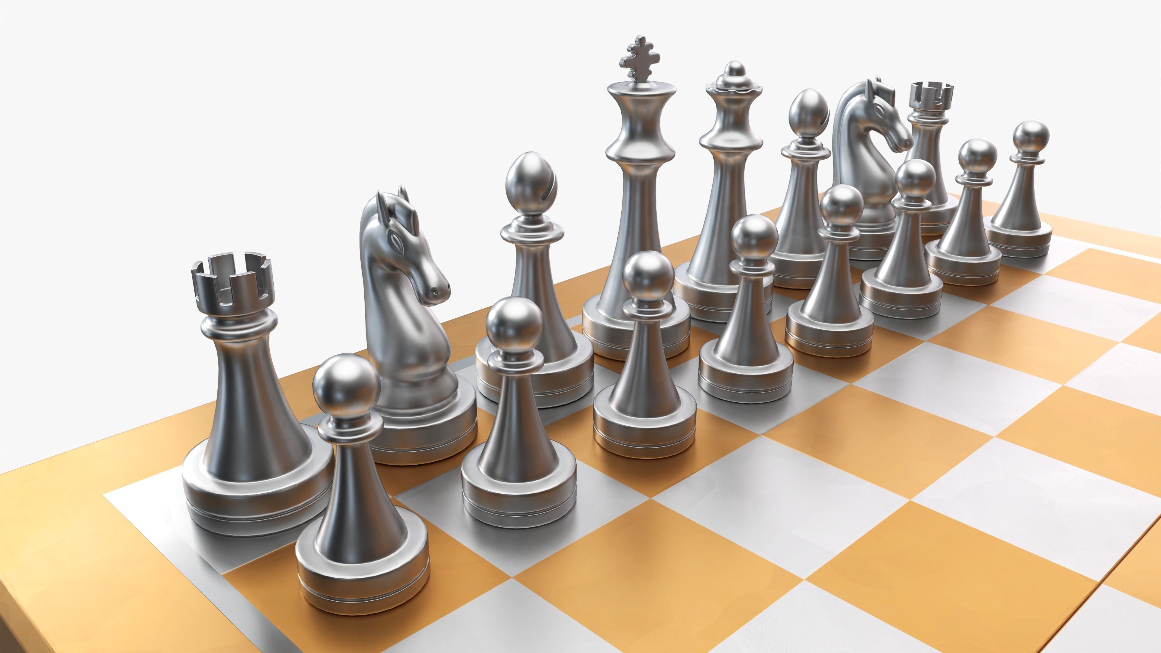 Chessboard metallic bronze 3D model_2