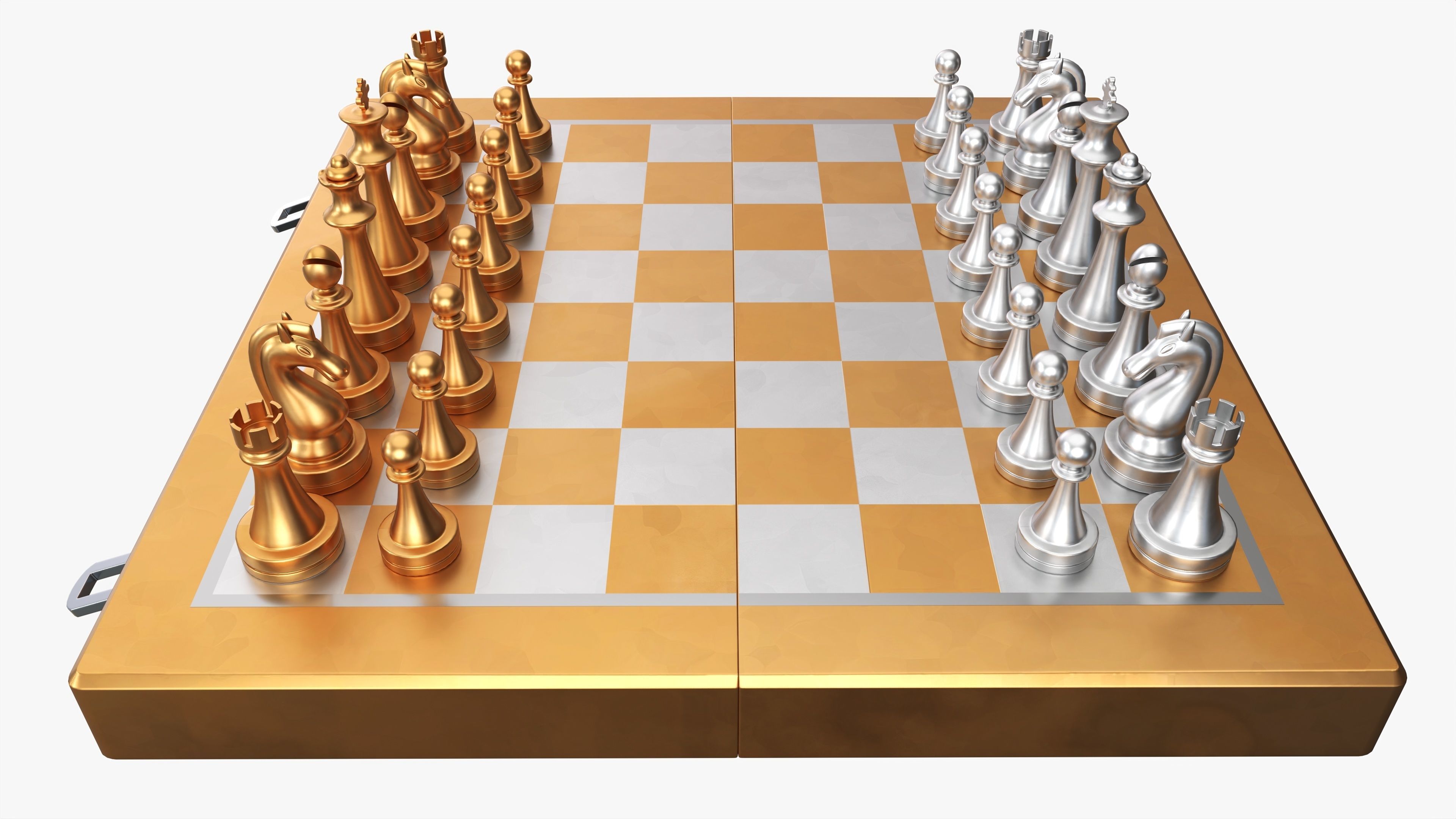 Chessboard metallic bronze 3D model_1
