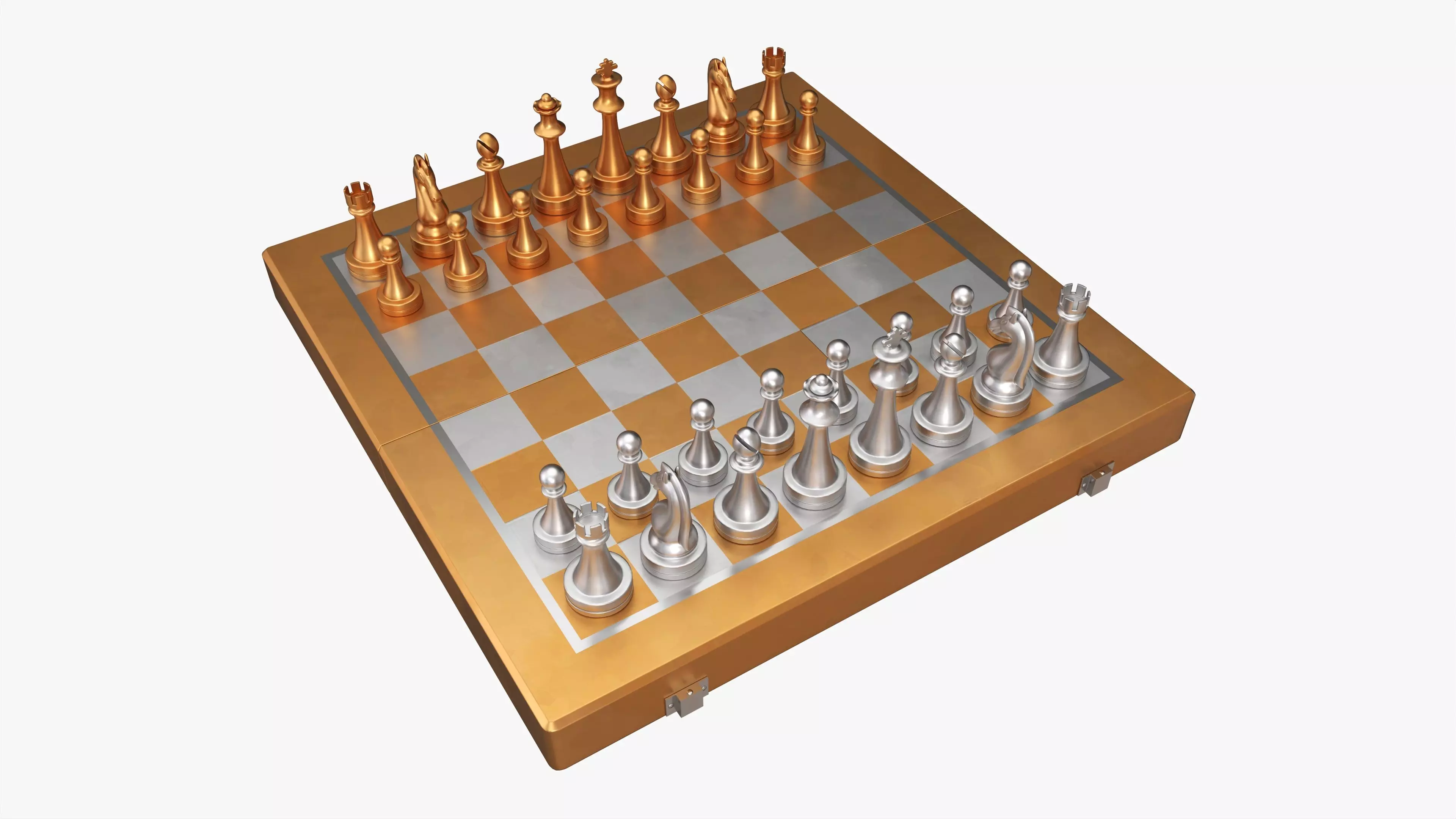 Chessboard metallic bronze 3D model_0