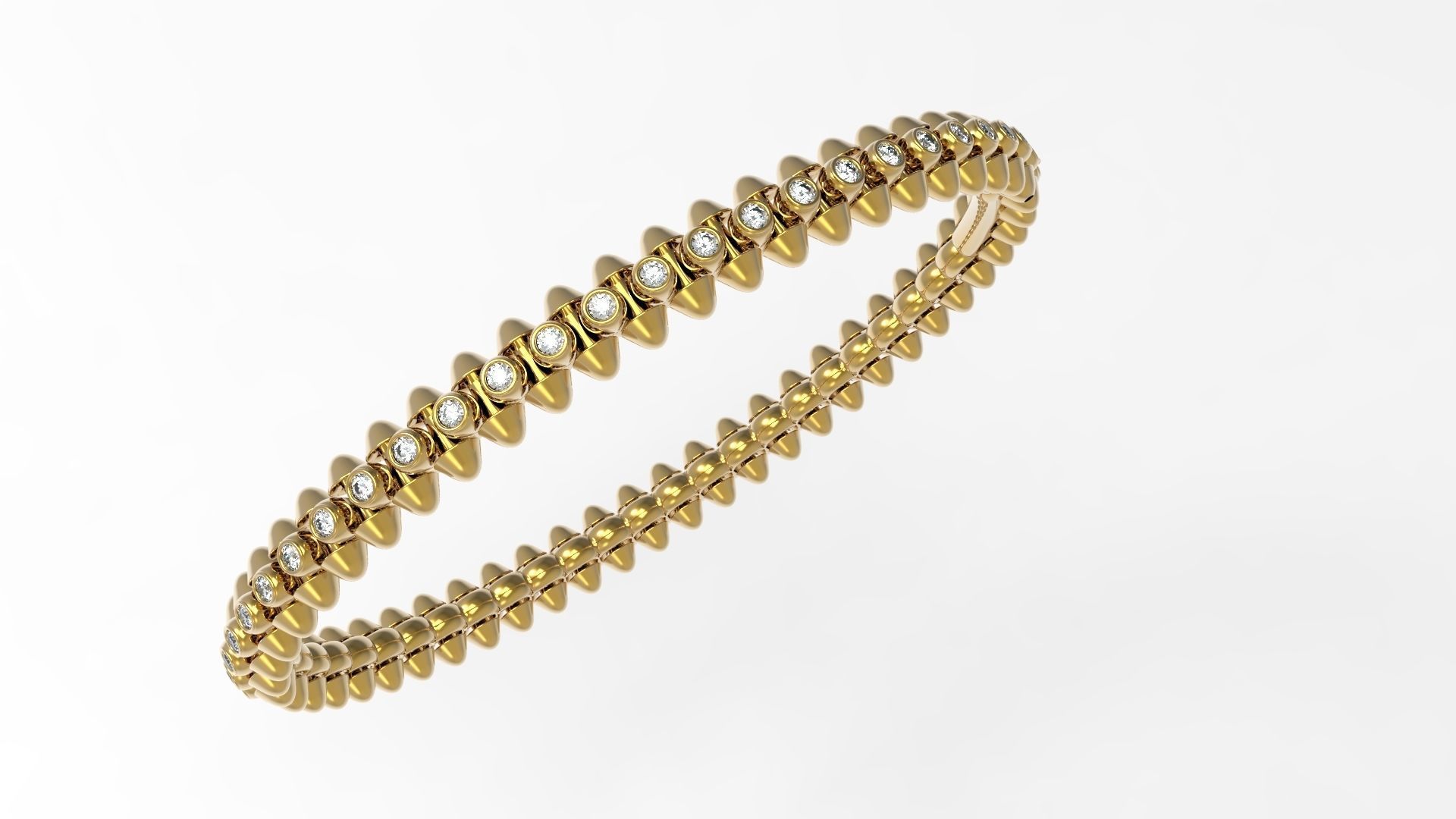 Clash Bracelet Diamonds 166mm 16 size 3D print model_4