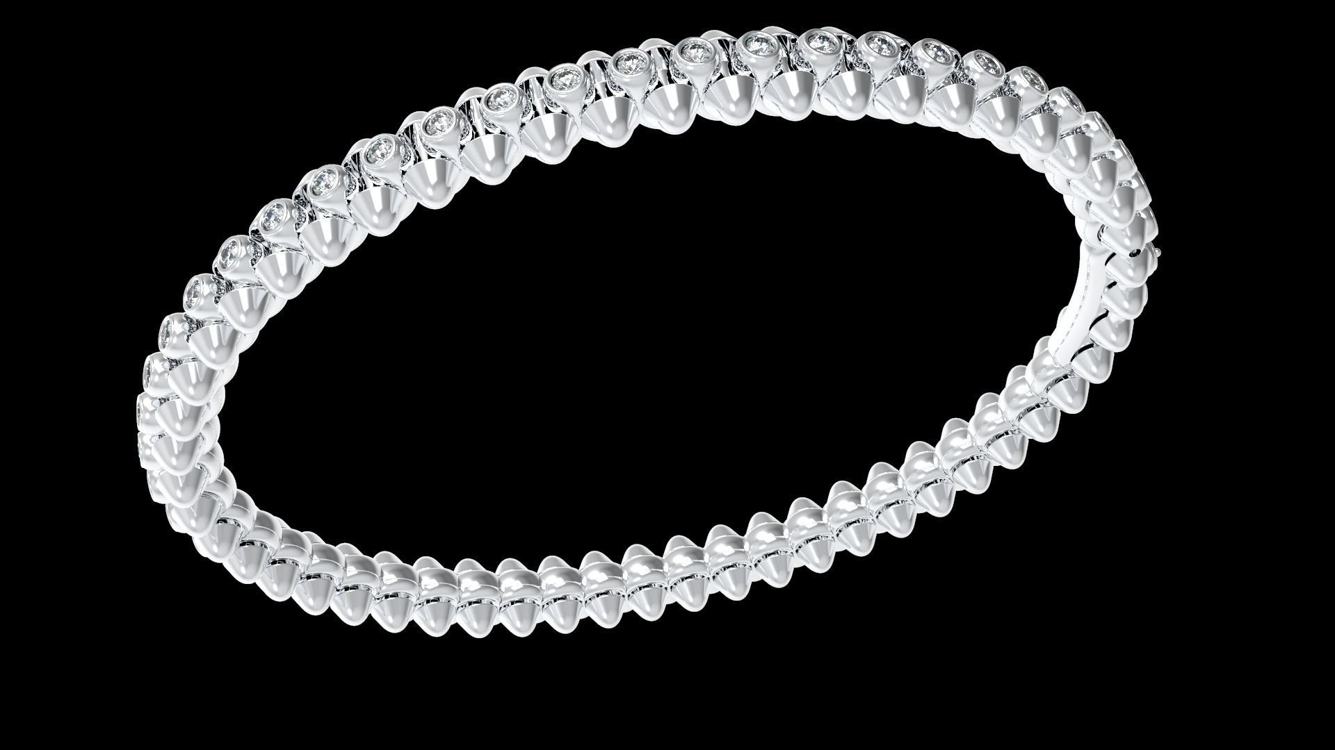 Clash Bracelet Diamonds 166mm 16 size 3D print model_8
