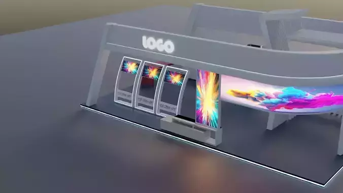 exhibition stand with LED disply 3D model