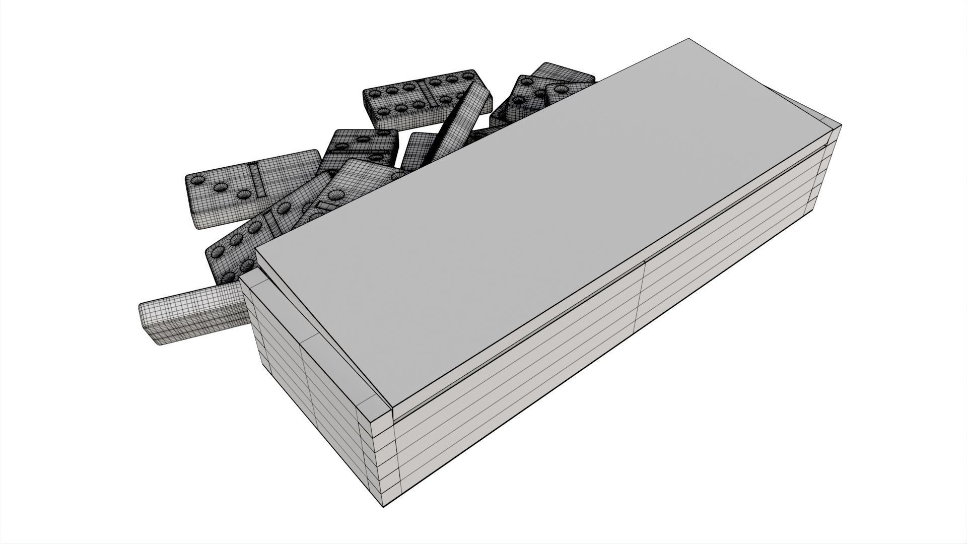 Dominoes in Wooden Box Table Strategy Game 3D model_7