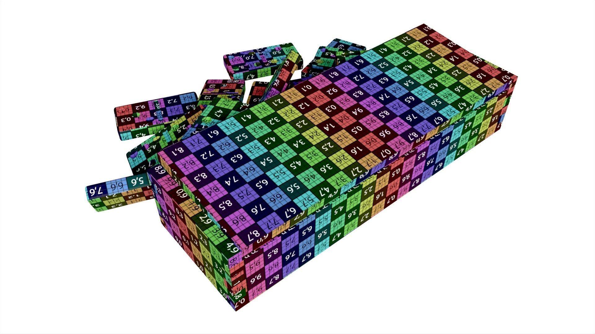 Dominoes in Wooden Box Table Strategy Game 3D model_9