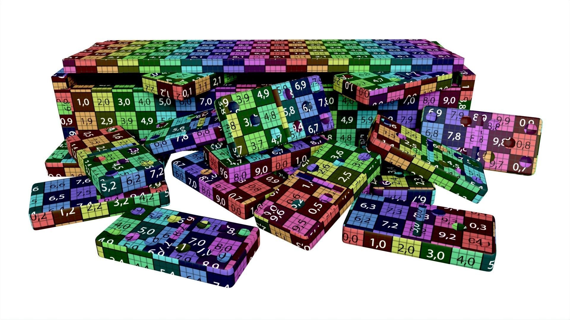 Dominoes in Wooden Box Table Strategy Game 3D model_8