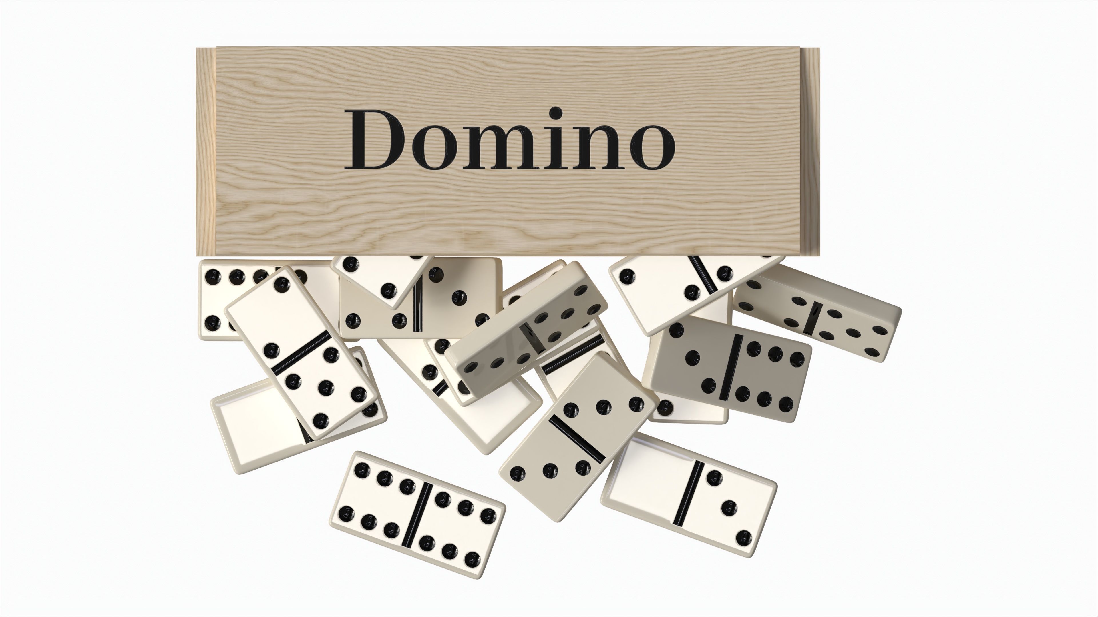 Dominoes in Wooden Box Table Strategy Game 3D model_5