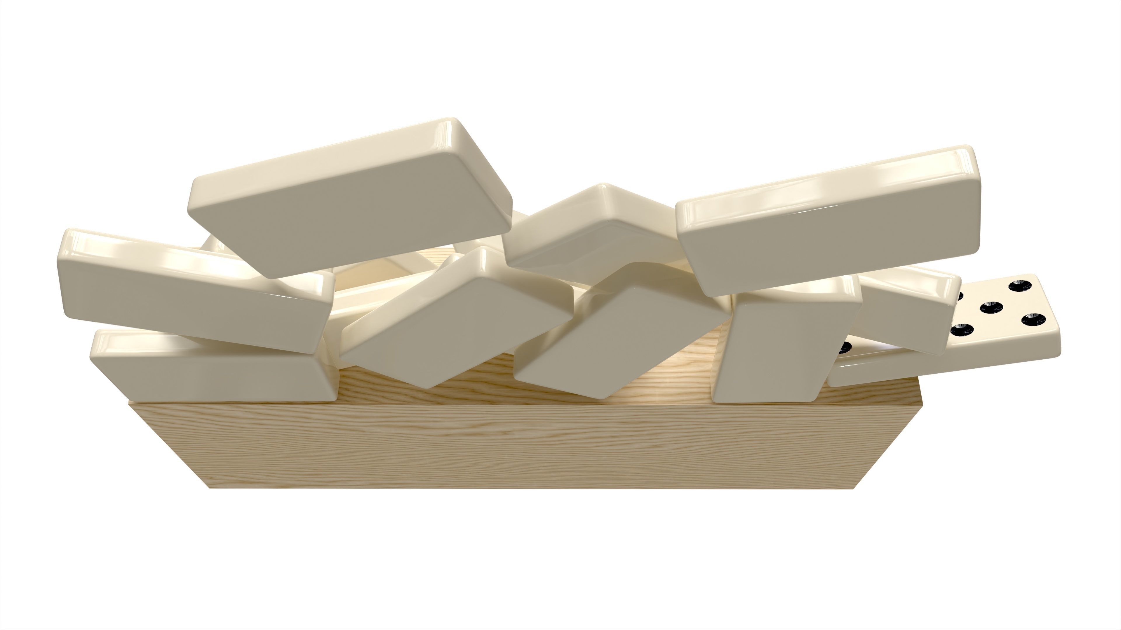 Dominoes in Wooden Box Table Strategy Game 3D model_3