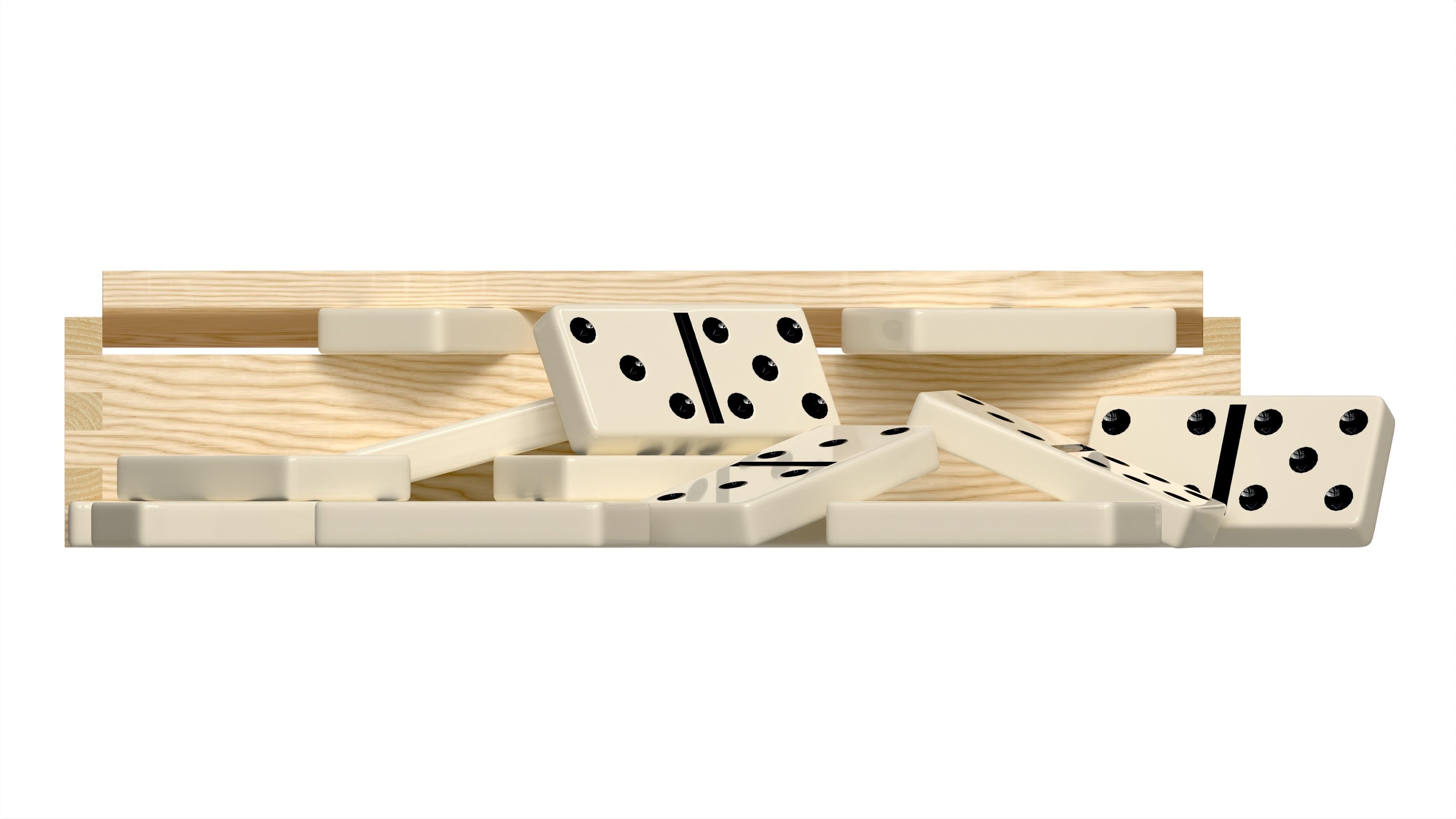 Dominoes in Wooden Box Table Strategy Game 3D model_4