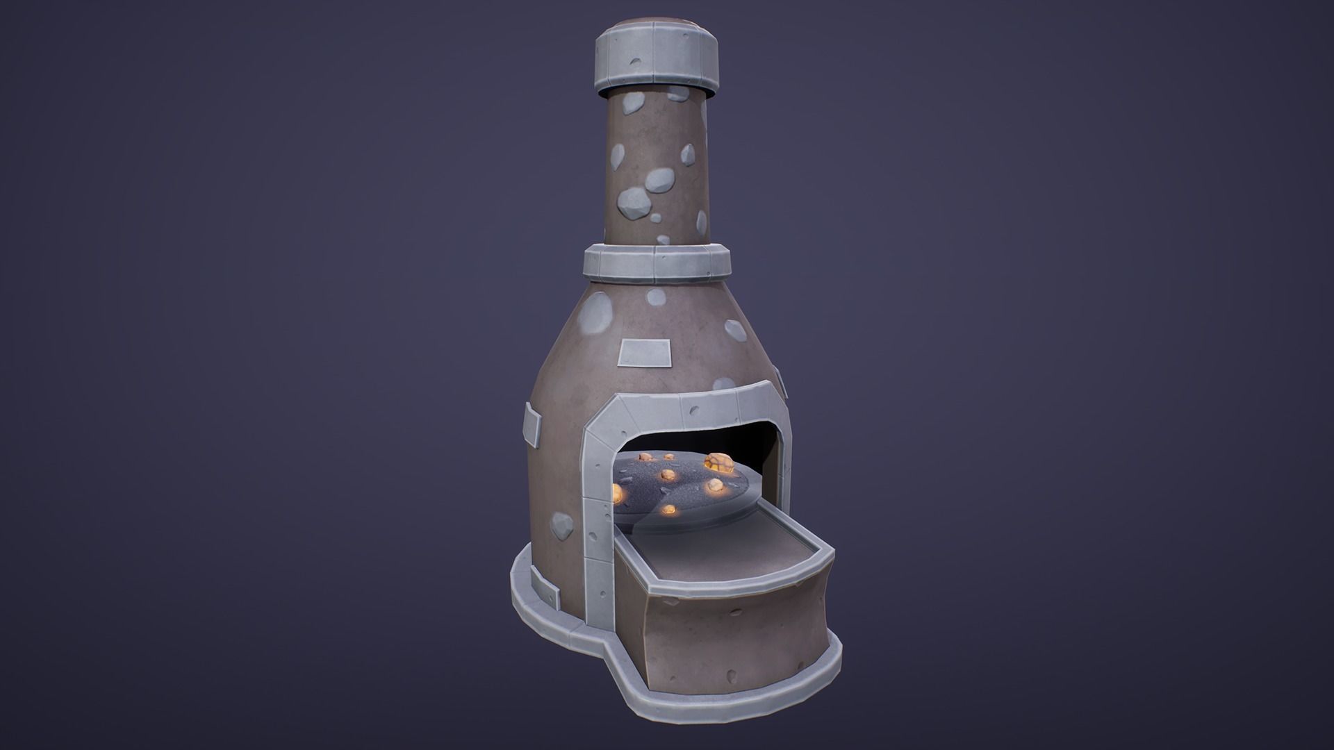 Stylized Medieval Furnace Low-poly 3D model_1