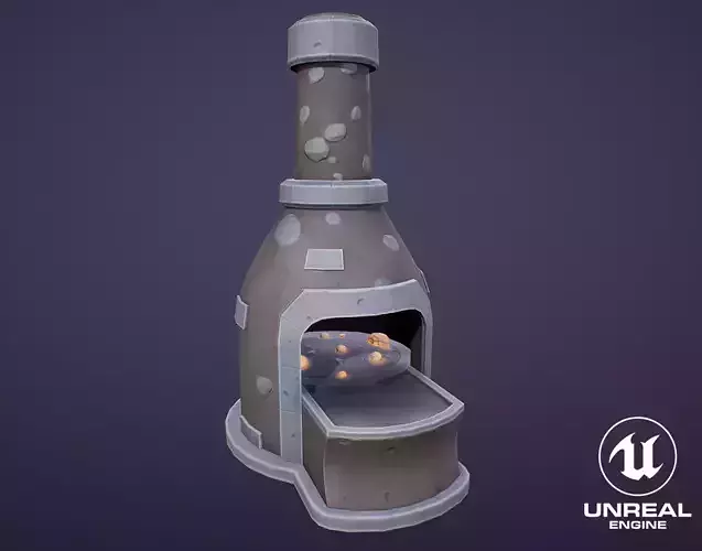 Stylized Medieval Furnace Low-poly 3D model