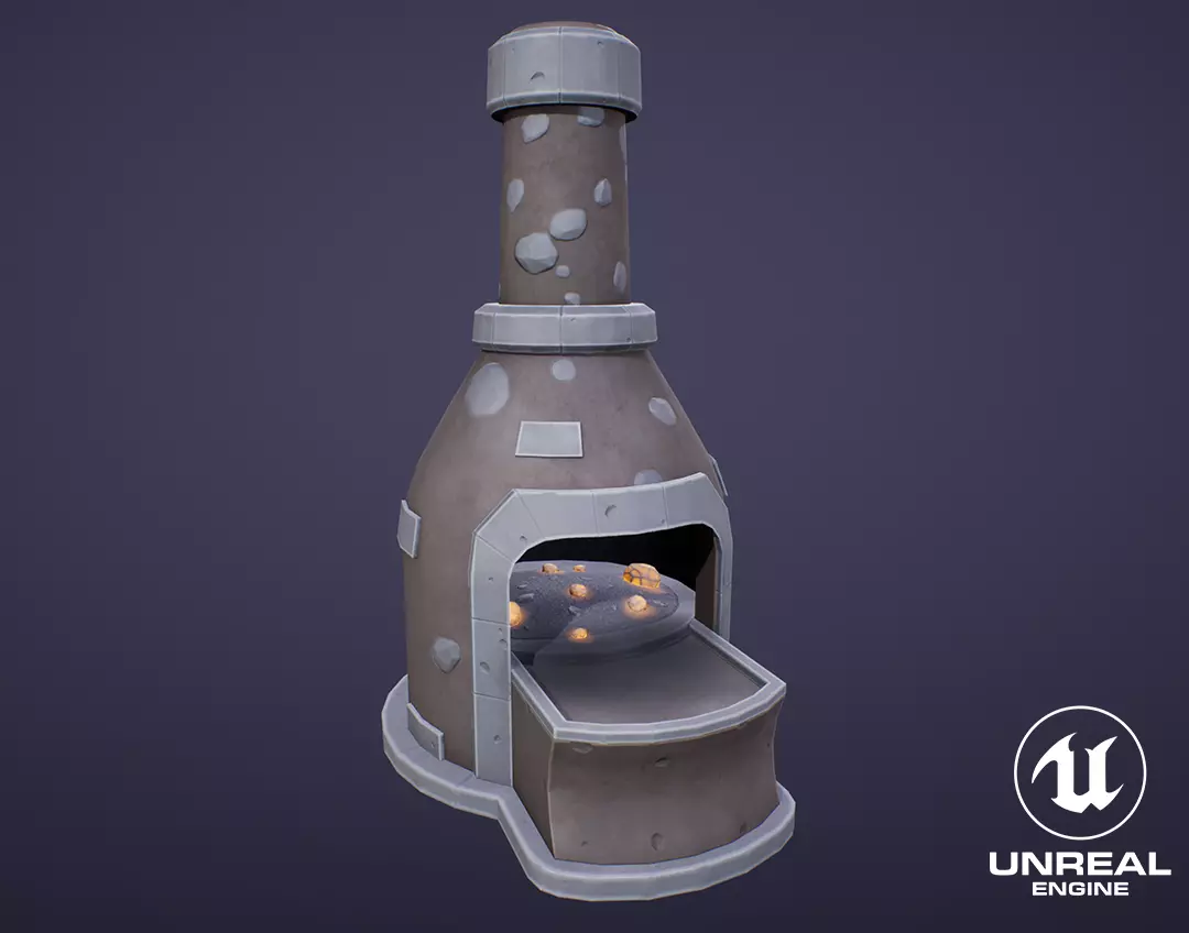 Stylized Medieval Furnace Low-poly 3D model_0