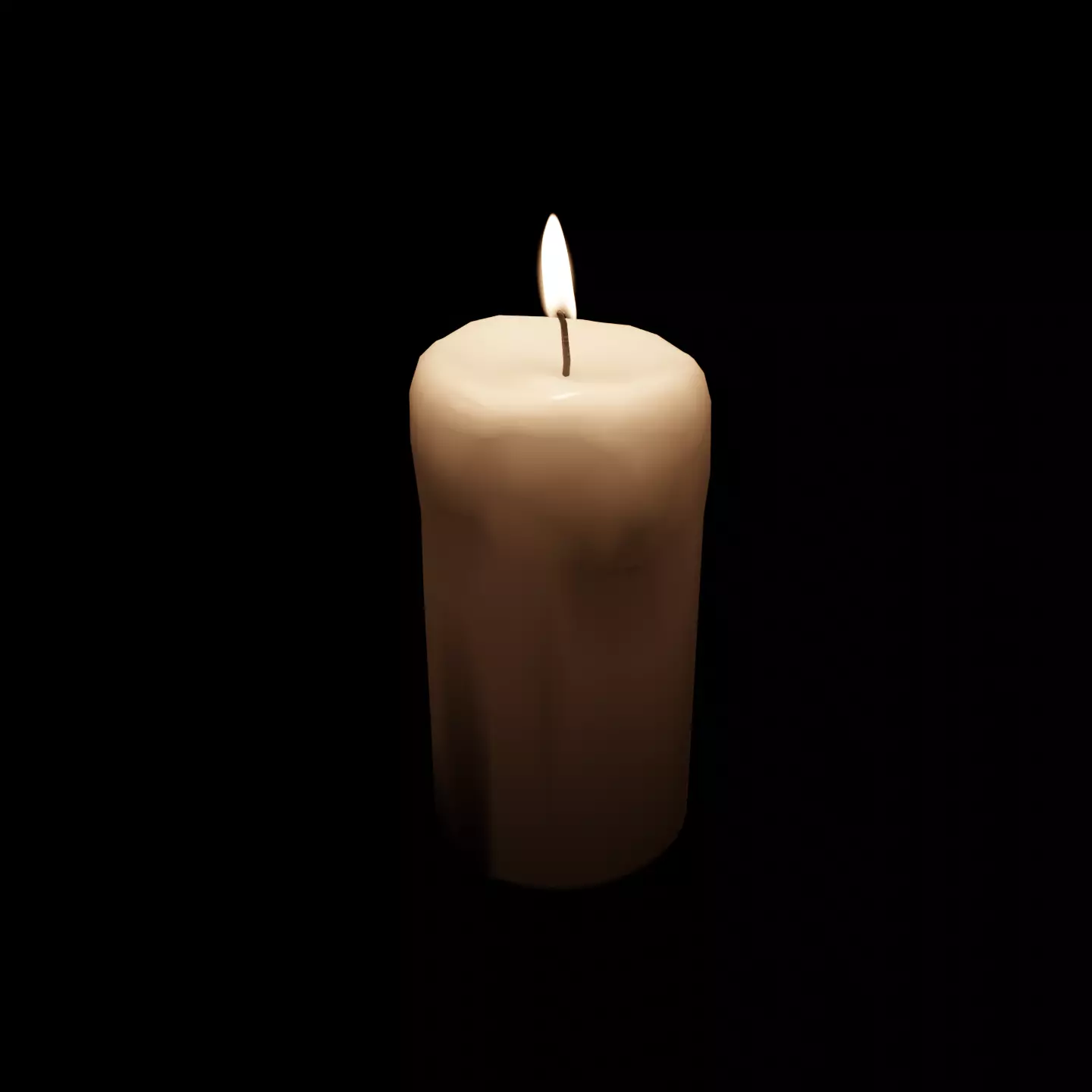 Candle with Flame Free 3D model_0