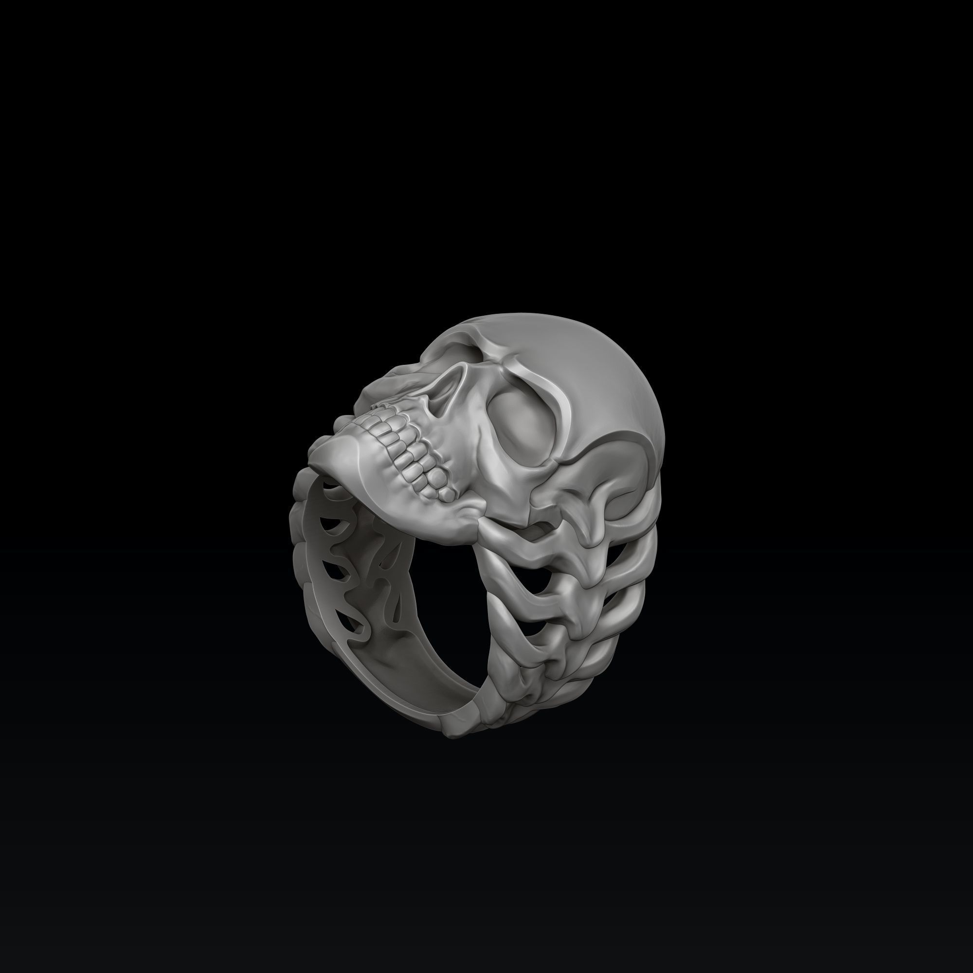 Skull Skeleton Ring Version 2 3D print model_7