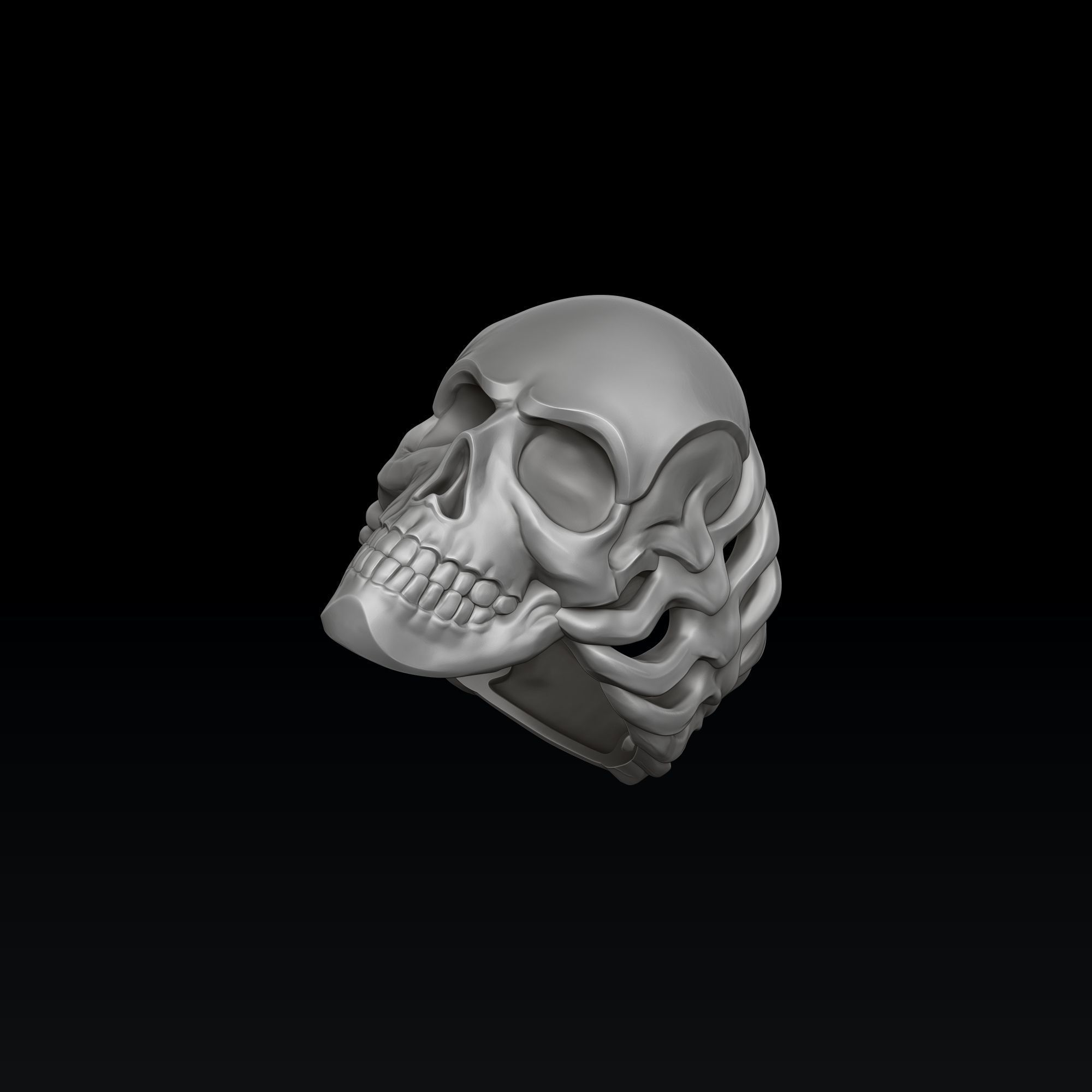Skull Skeleton Ring Version 2 3D print model_1