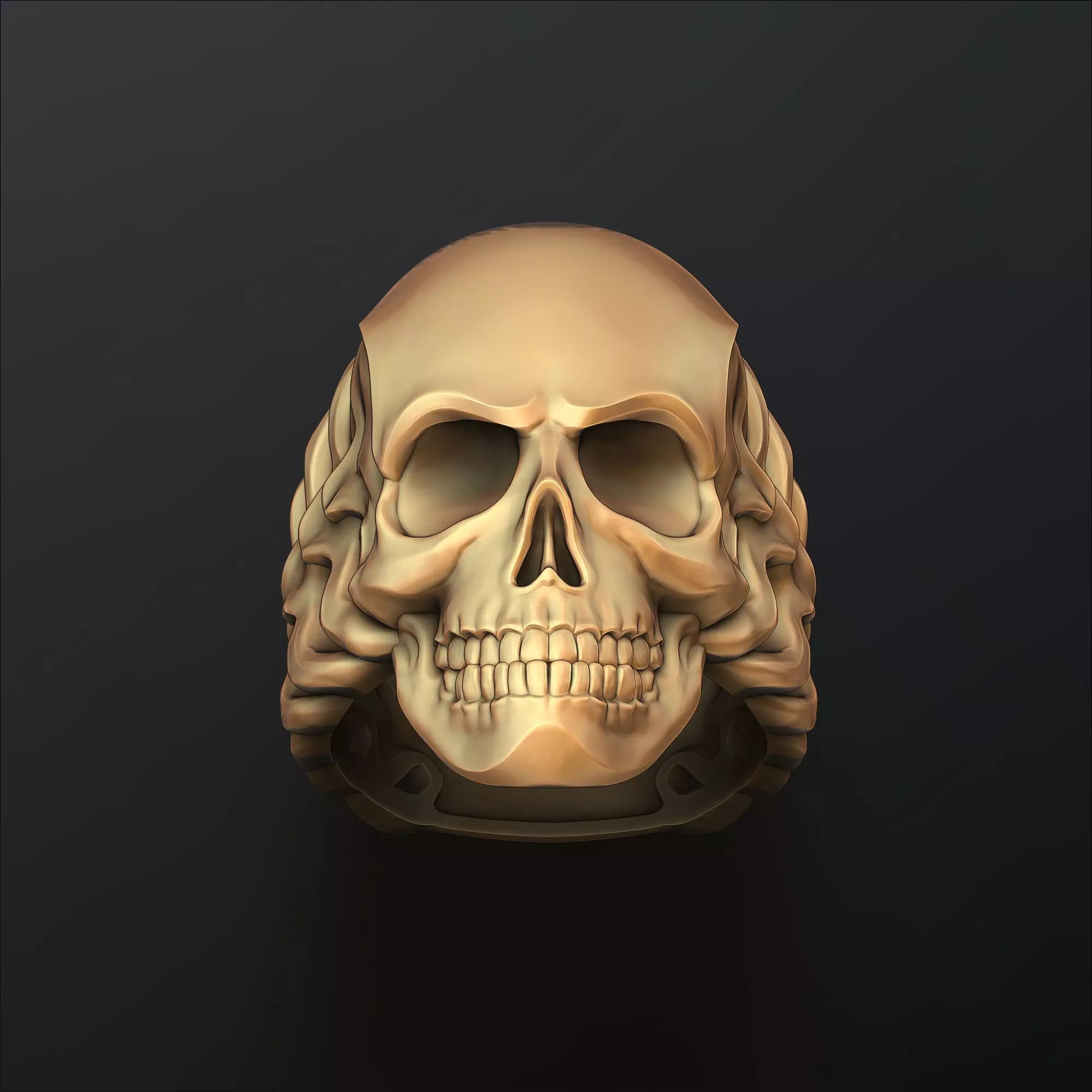 Skull Skeleton Ring Version 2 3D print model_0