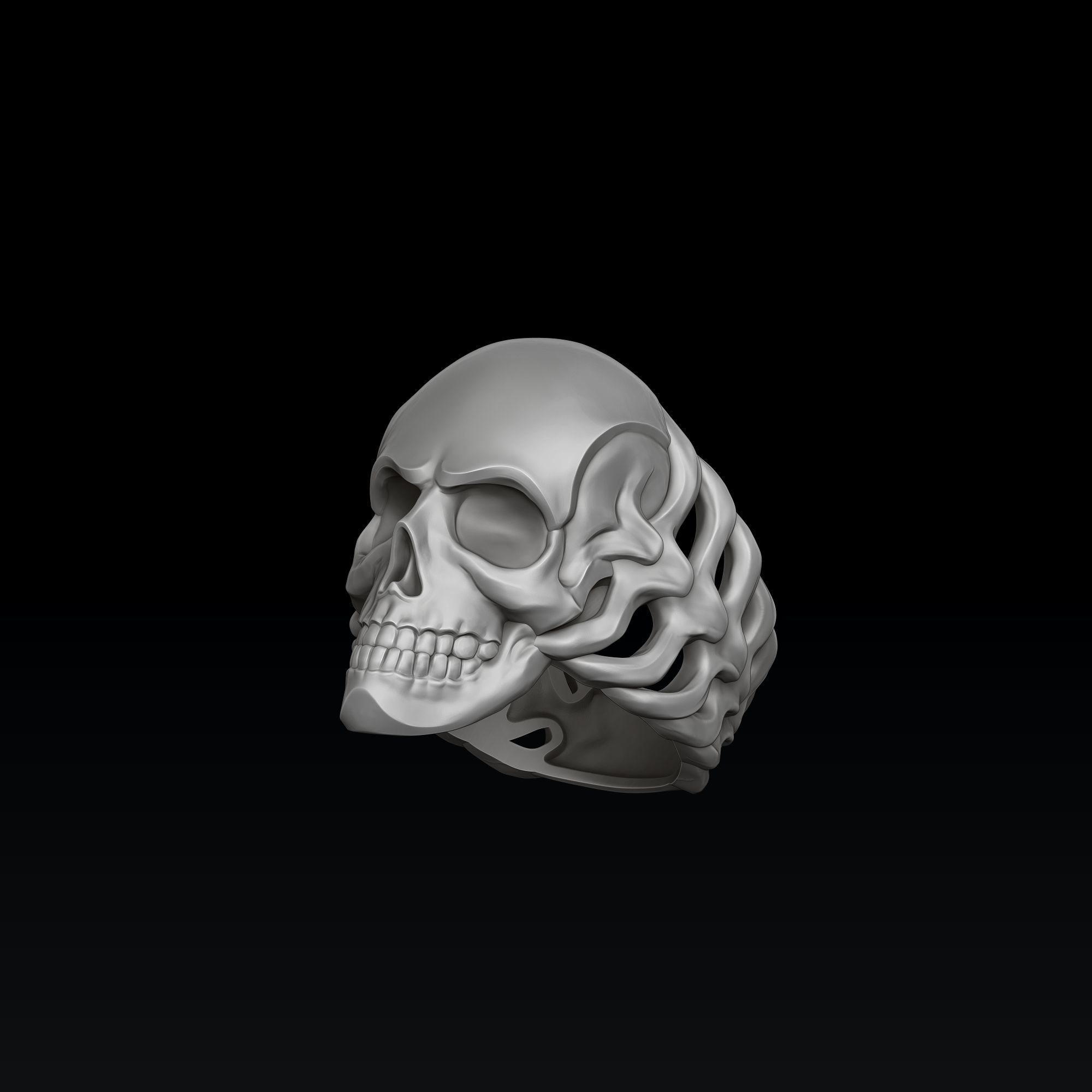 Skull Skeleton Ring Version 2 3D print model_6