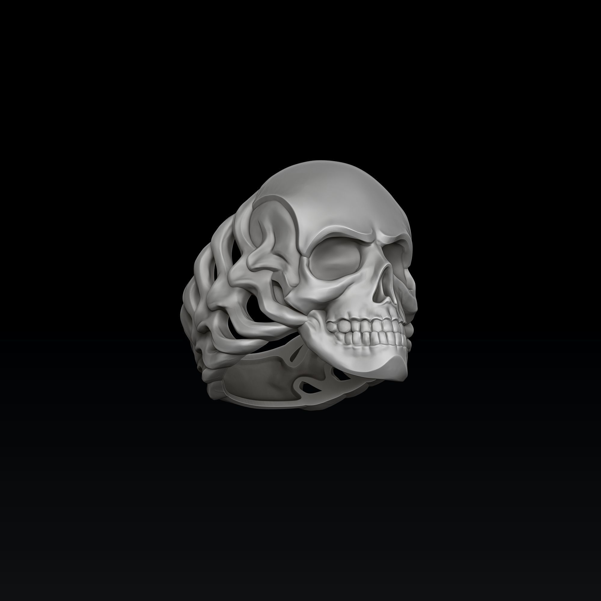 Skull Skeleton Ring Version 2 3D print model_5