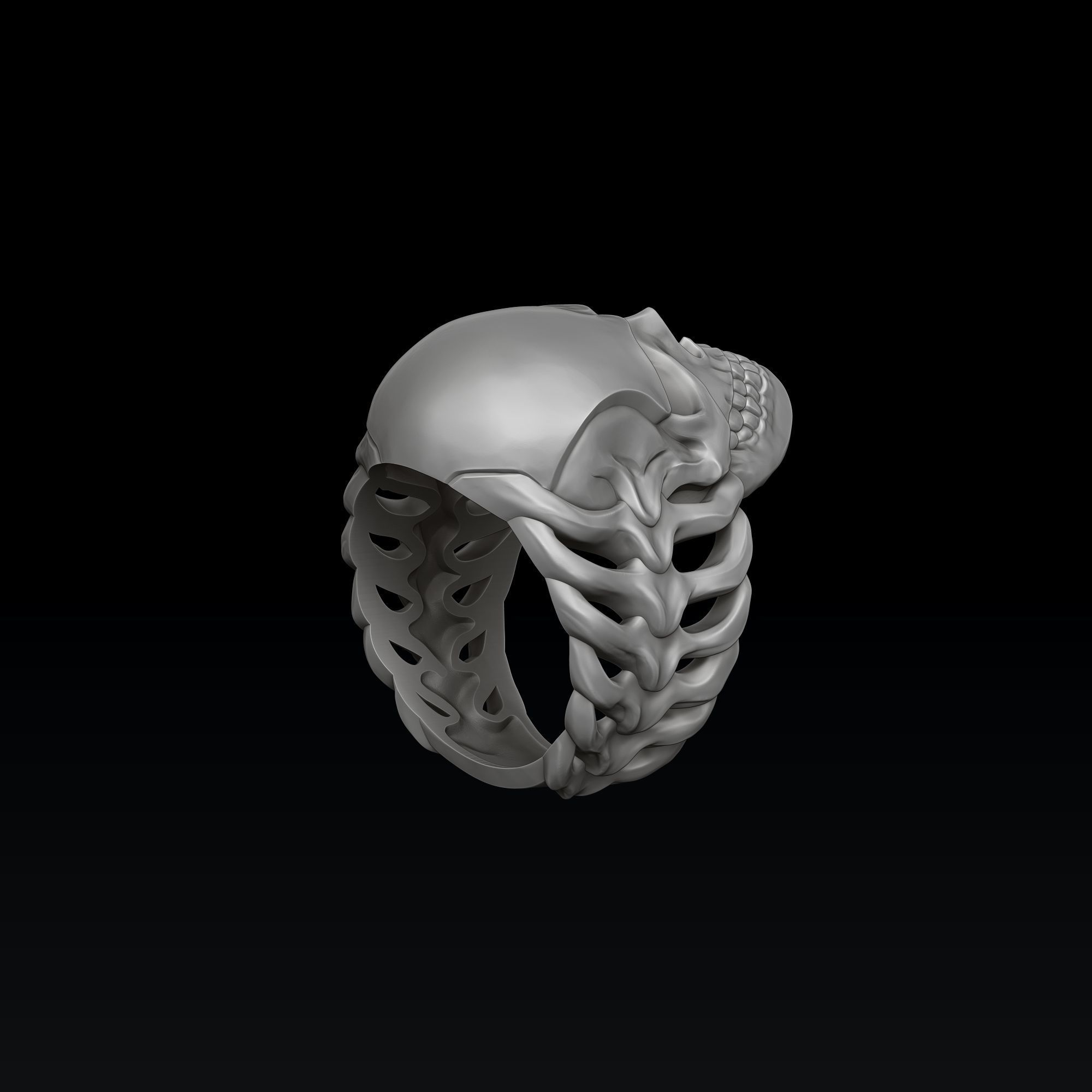 Skull Skeleton Ring Version 2 3D print model_4