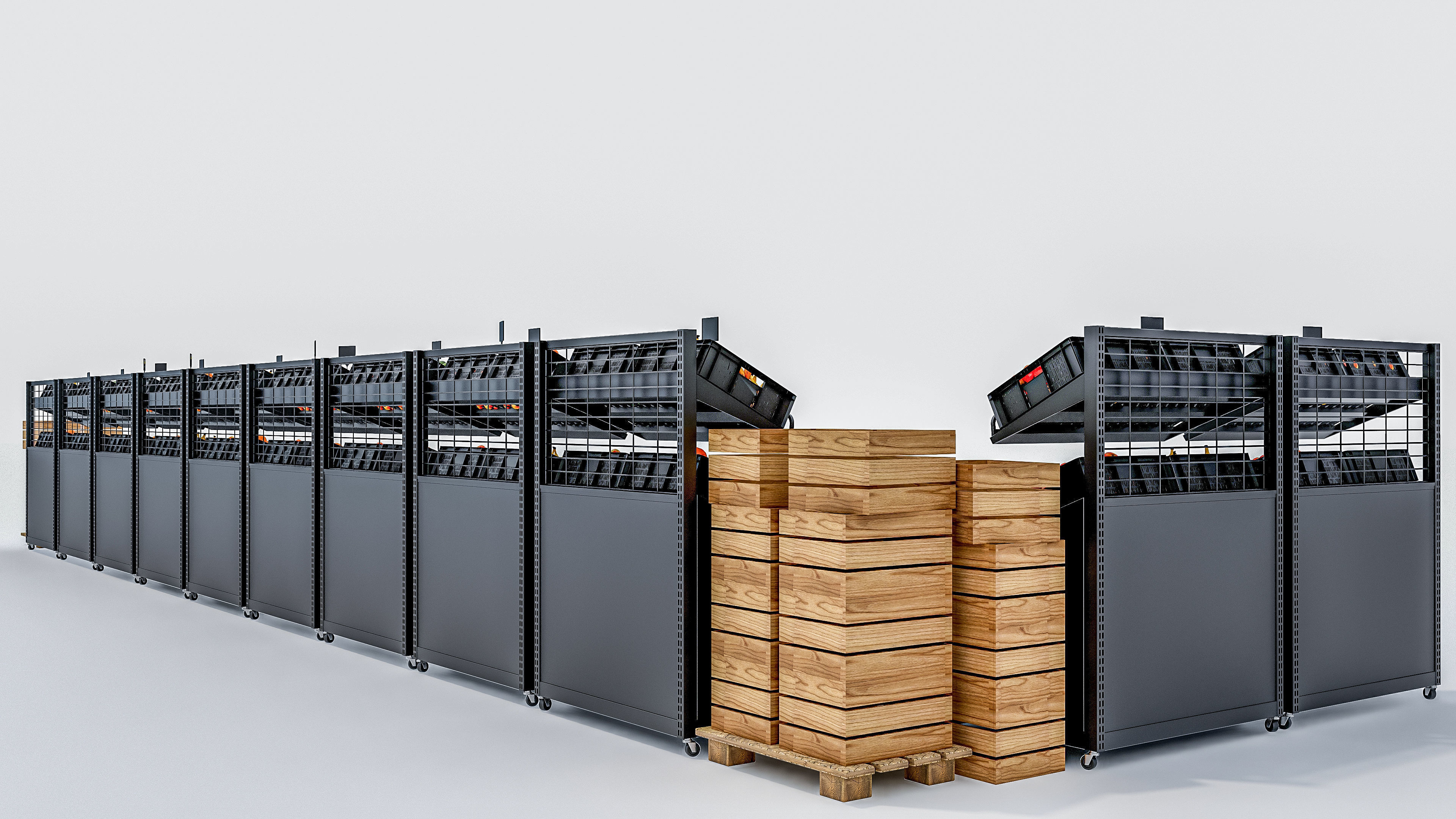 Fruits and vegetables Supermarket Grocery store showcase 3D model_12