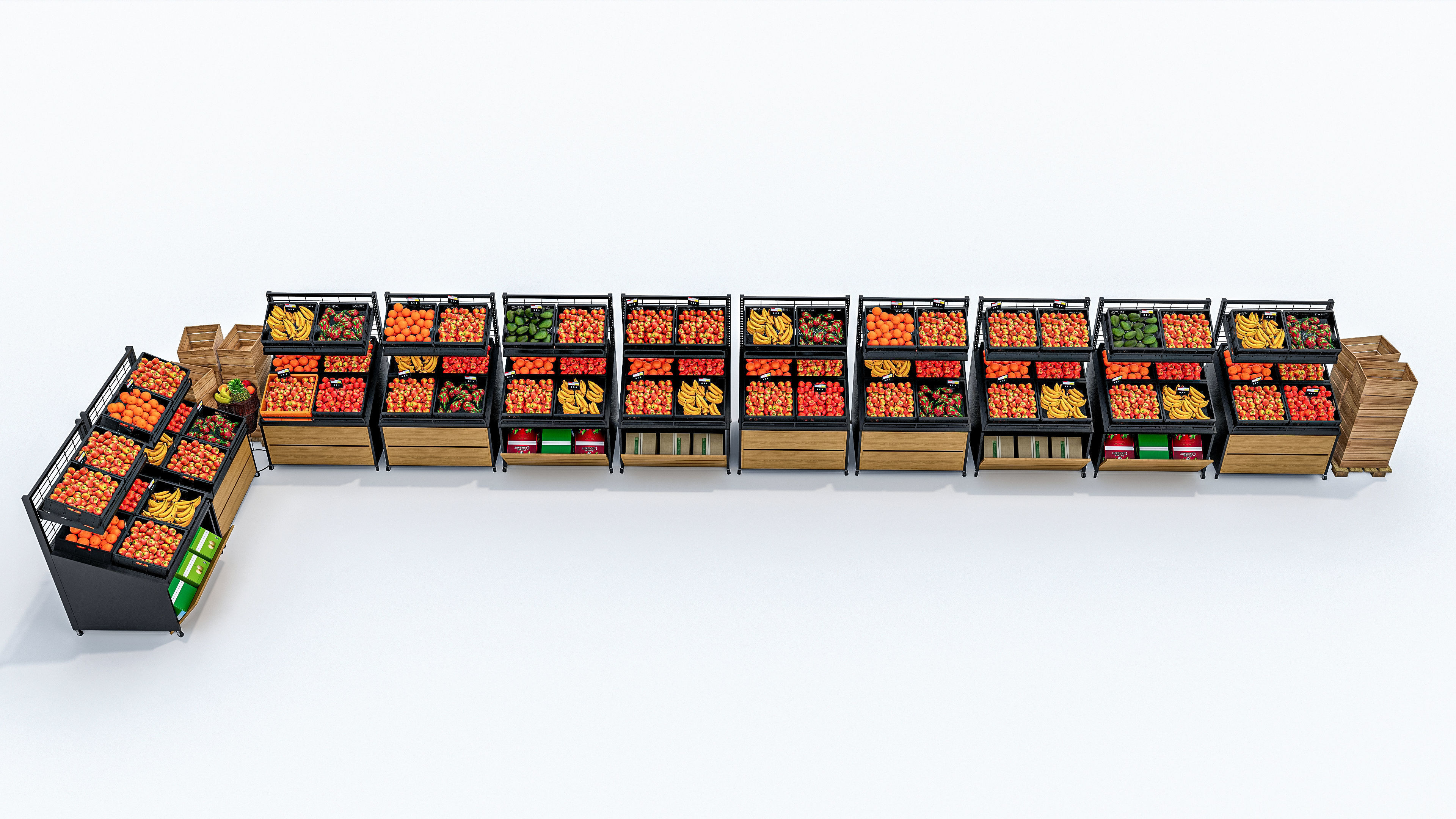 Fruits and vegetables Supermarket Grocery store showcase 3D model_1
