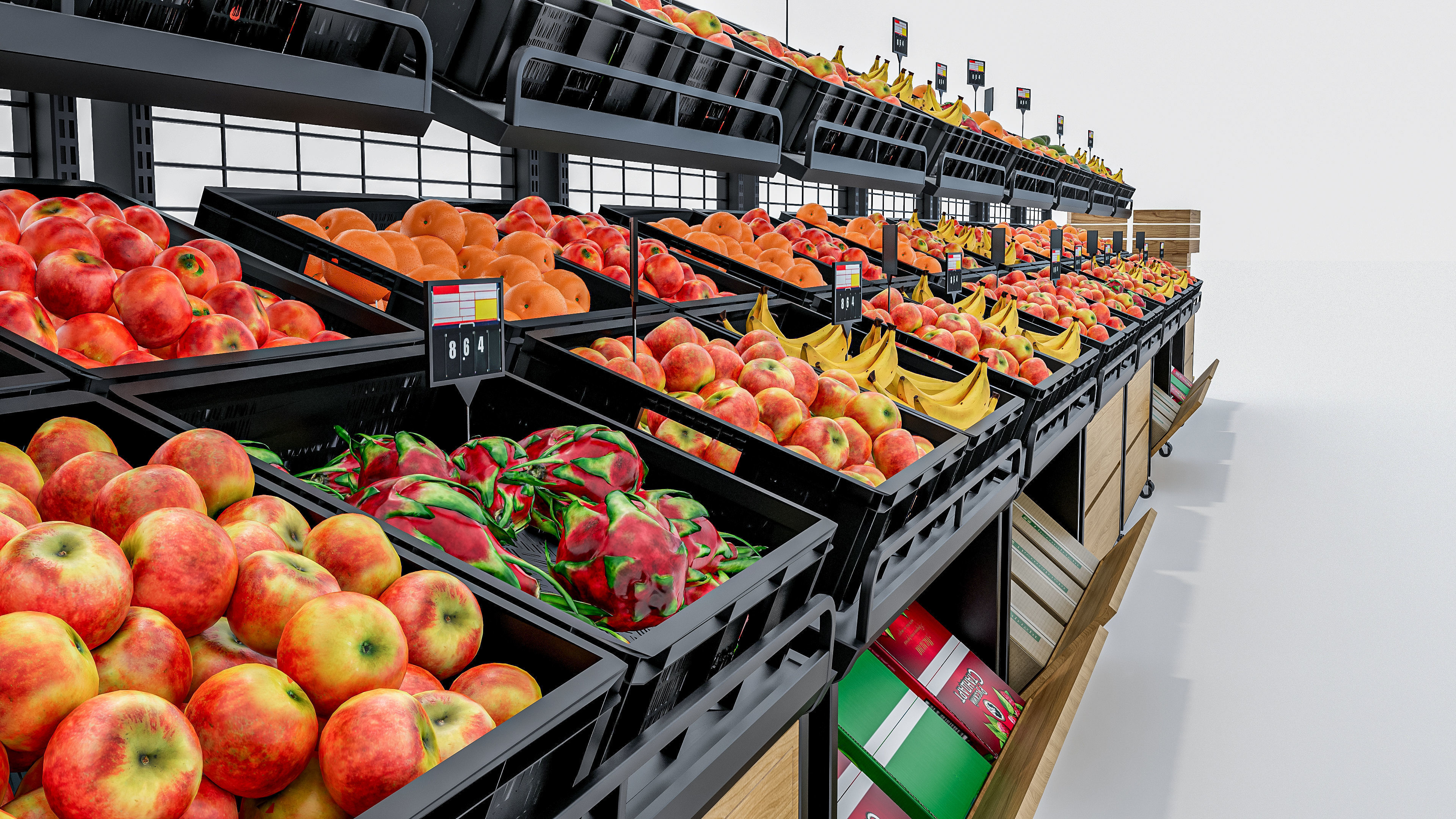 Fruits and vegetables Supermarket Grocery store showcase 3D model_22