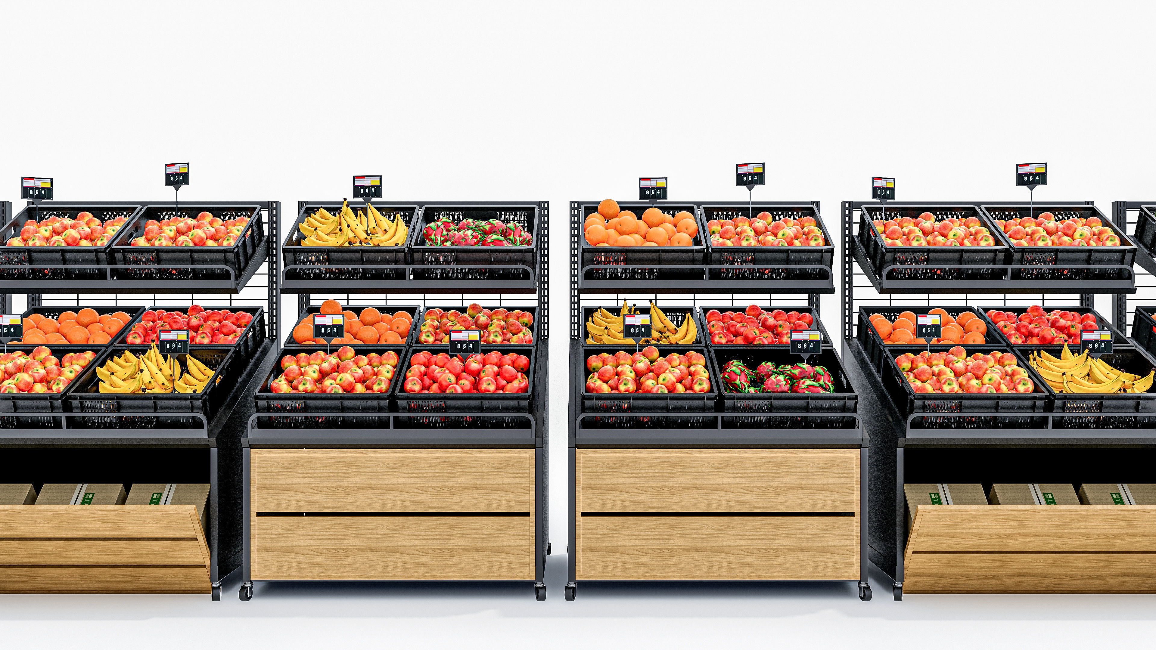 Fruits and vegetables Supermarket Grocery store showcase 3D model_7