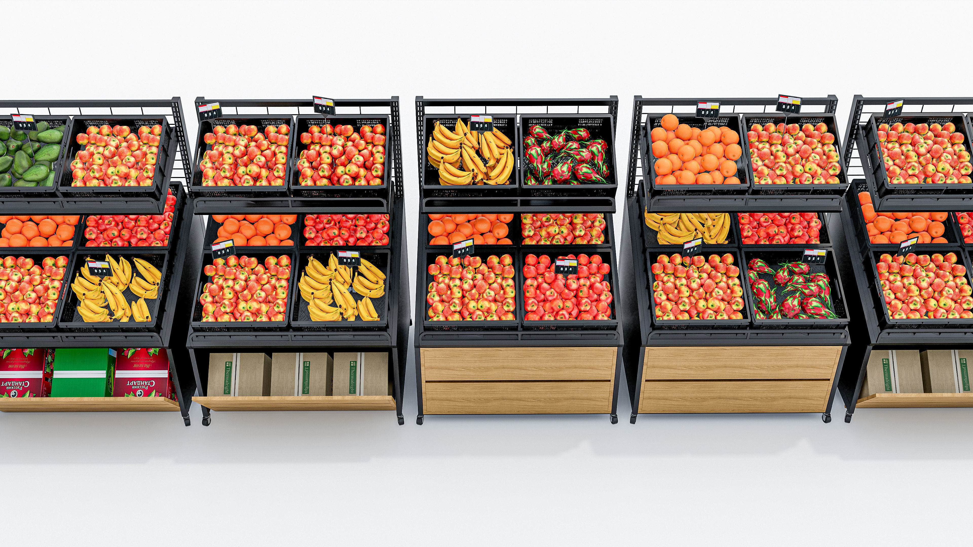 Fruits and vegetables Supermarket Grocery store showcase 3D model_3