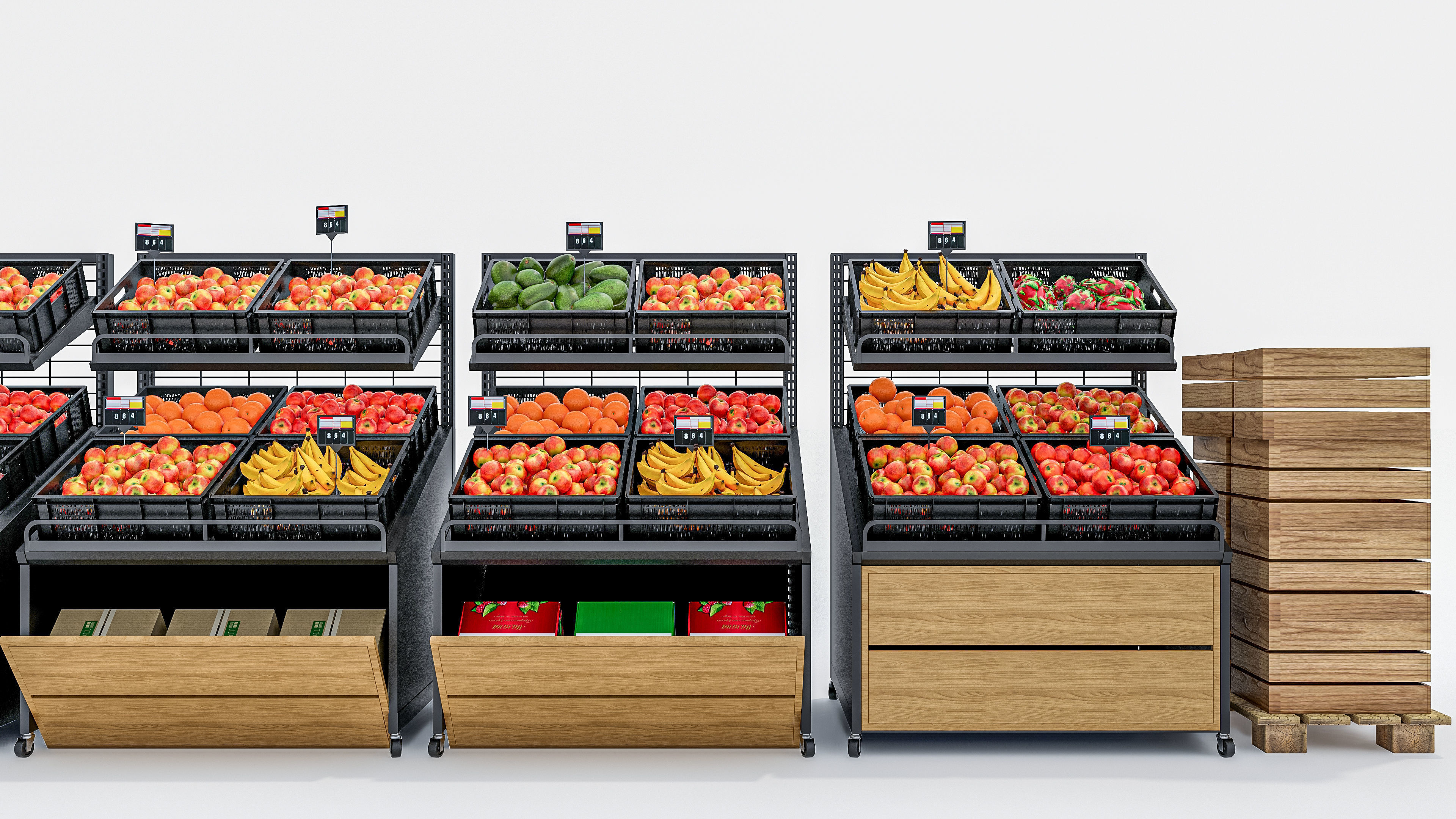 Fruits and vegetables Supermarket Grocery store showcase 3D model_6
