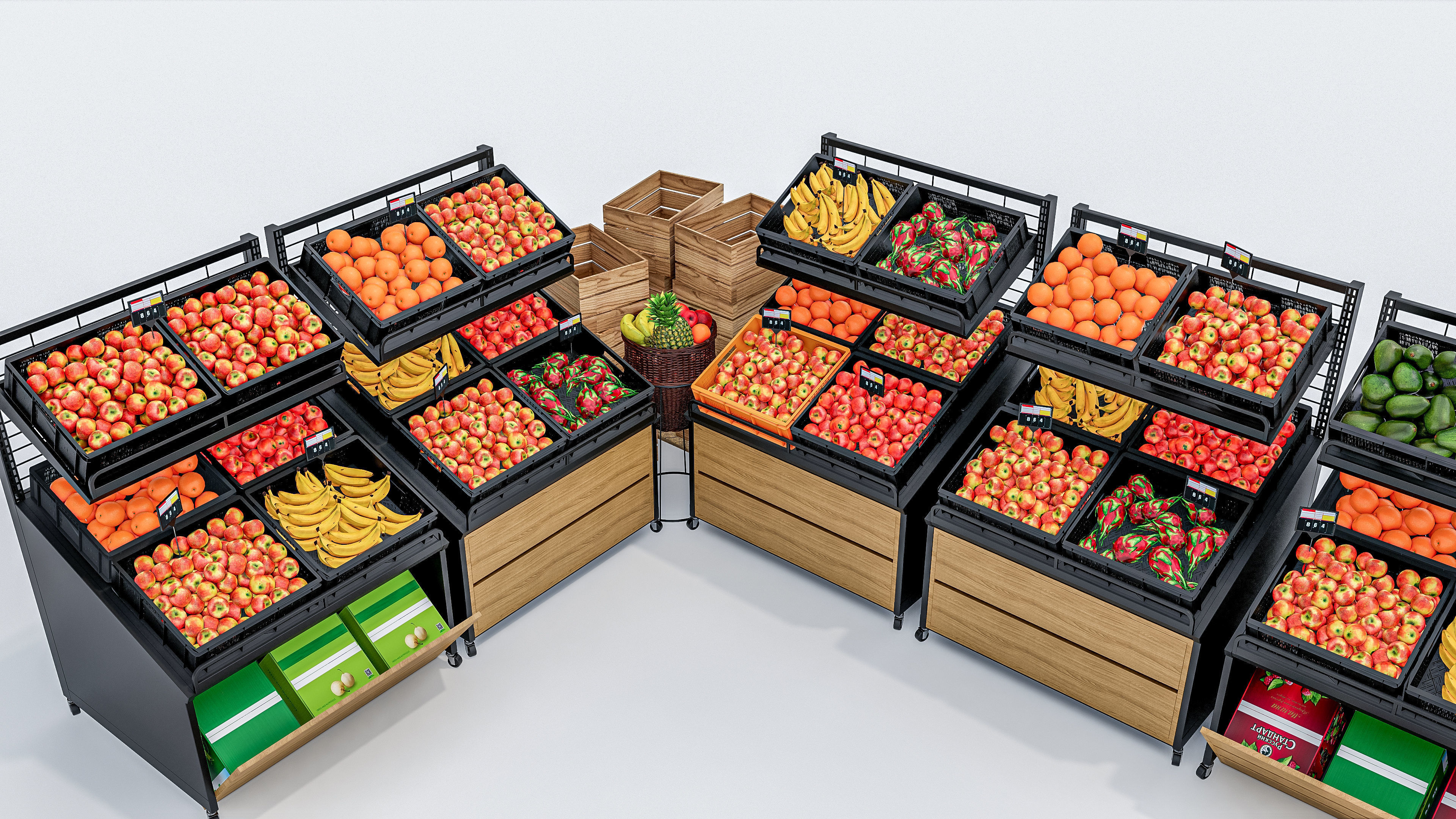 Fruits and vegetables Supermarket Grocery store showcase 3D model_9